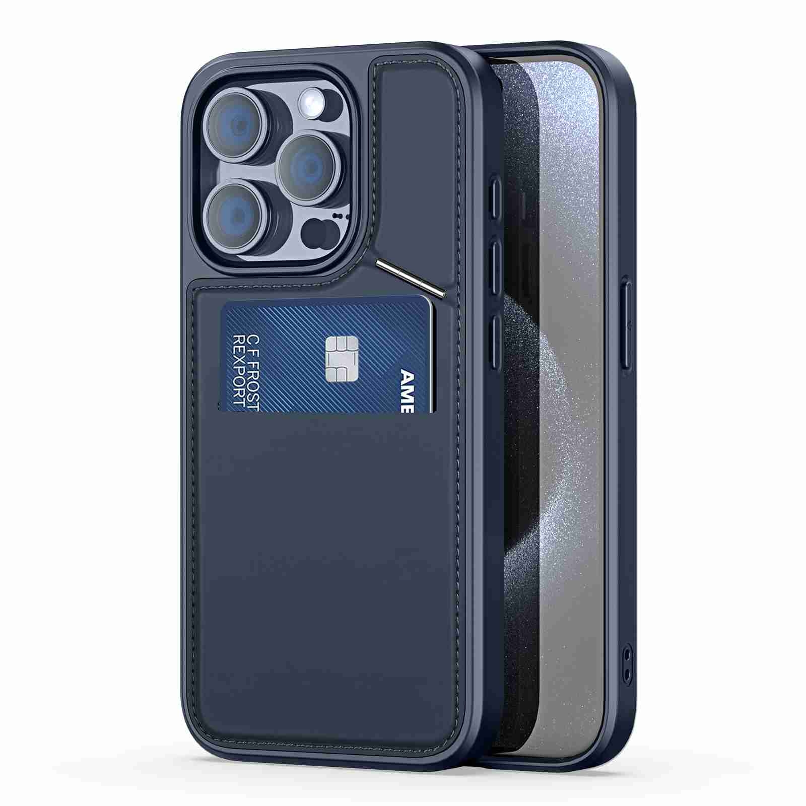 For iPhone 15 Pro DUX DUCIS Rafi II Series MagSafe Magnetic Holder RFID Phone Case(Blue) - Shopkiz.com