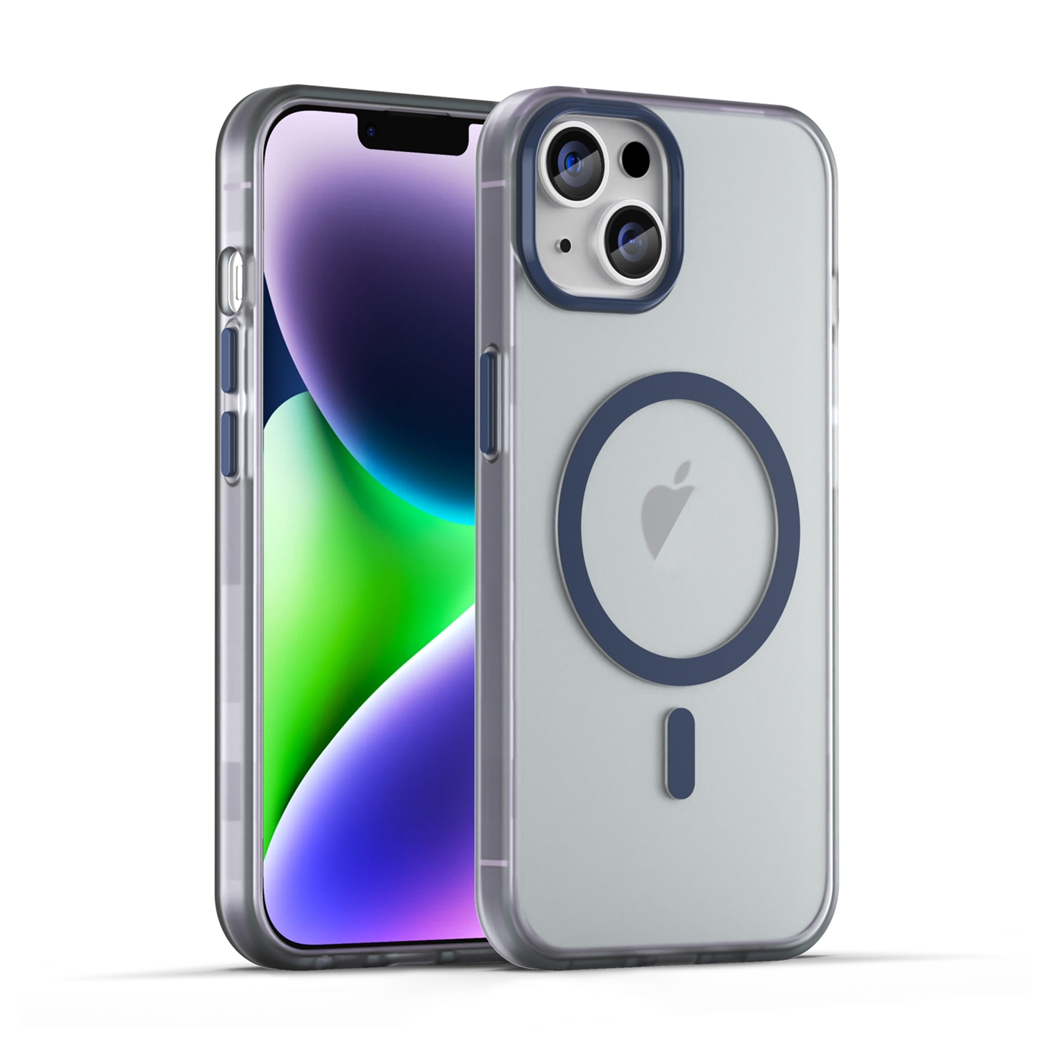 For iPhone 15 MagSafe Frosted Translucent TPU + PC Full Coverage Phone Case(Dark Blue) - Shopkiz.com