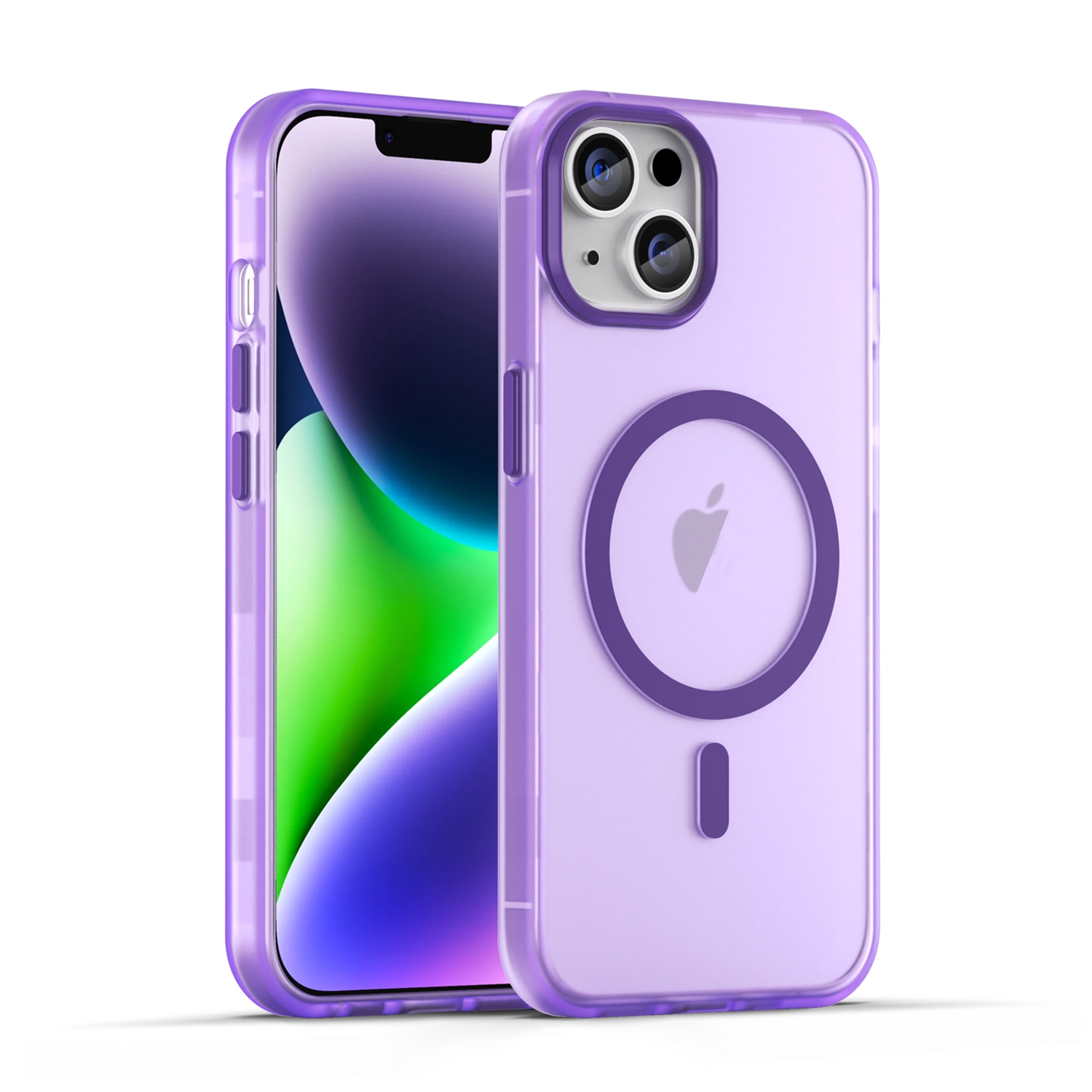 For iPhone 15 MagSafe Frosted Translucent TPU + PC Full Coverage Phone Case(Dark Purple) - Shopkiz.com