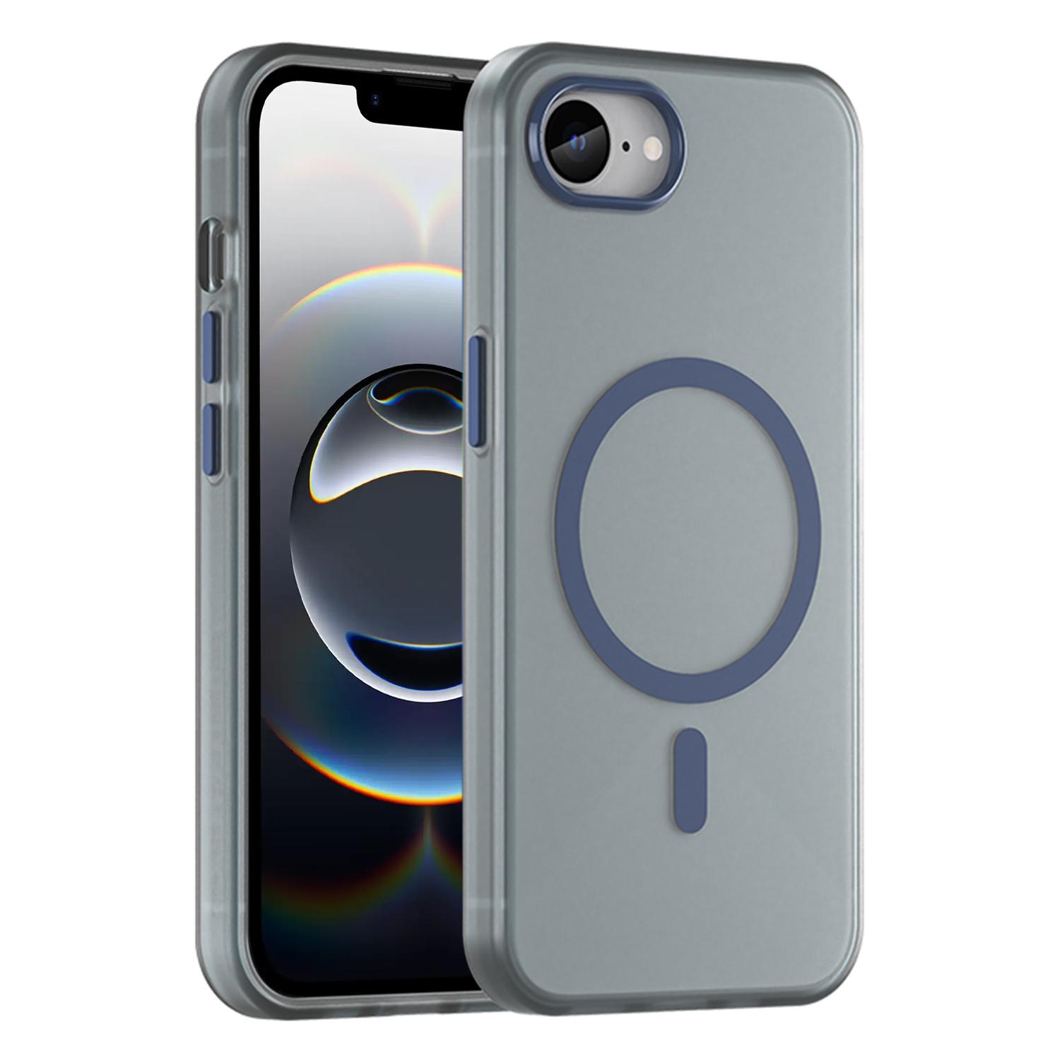 For iPhone 17e / 16e MagSafe Frosted Translucent TPU + PC Full Coverage Phone Case(Dark Blue) - Shopkiz.com