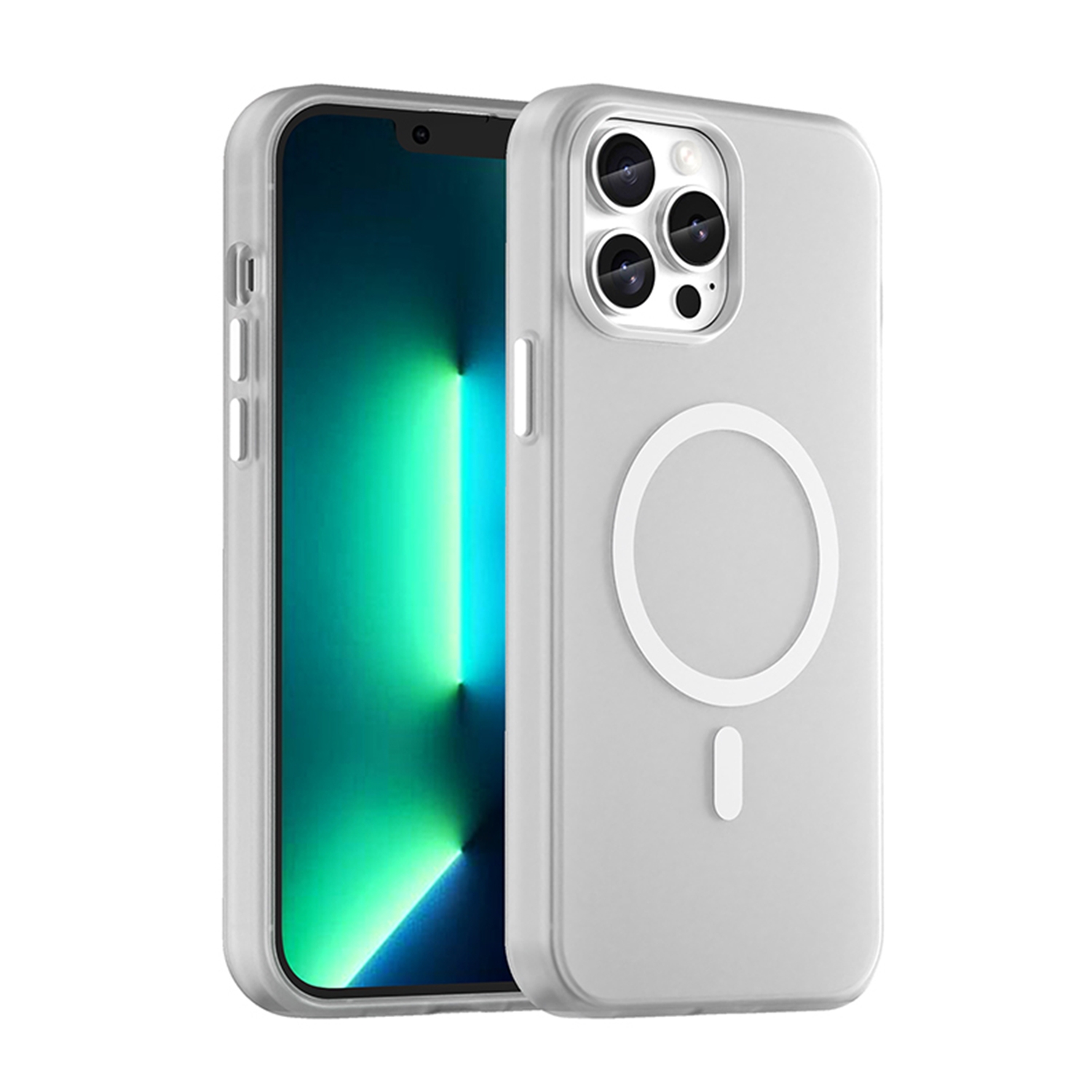 For iPhone 12 Pro Max MagSafe Frosted Translucent TPU + PC Full Coverage Phone Case(White) - Shopkiz.com