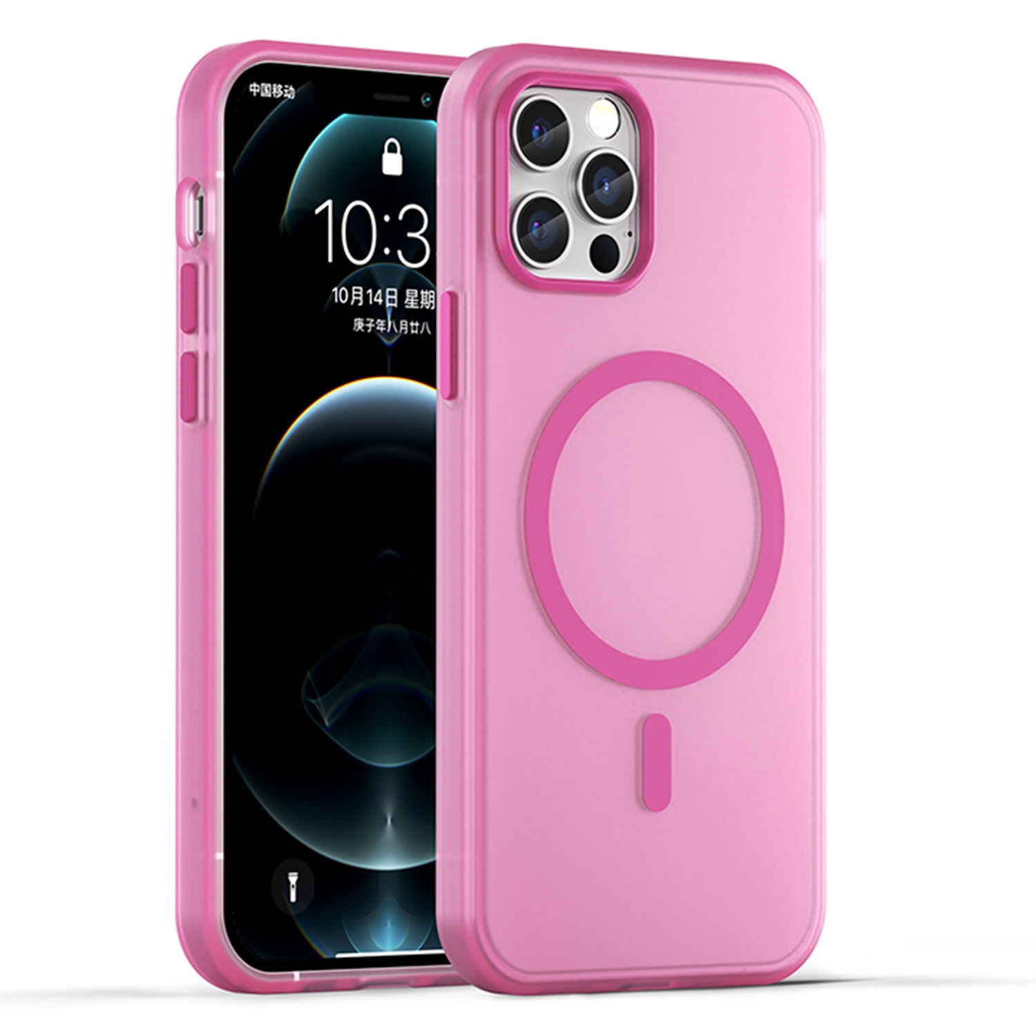 For iPhone 12 Pro MagSafe Frosted Translucent TPU + PC Full Coverage Phone Case(Pink) - Shopkiz.com