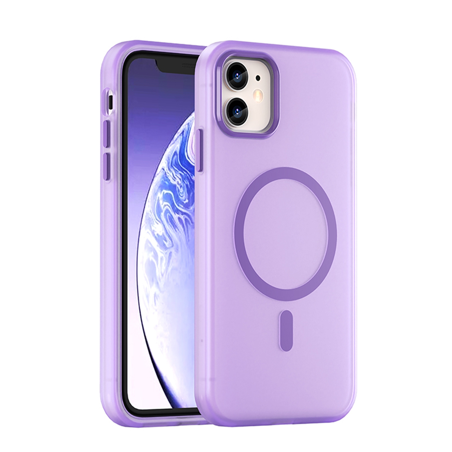 For iPhone 11 MagSafe Frosted Translucent TPU + PC Full Coverage Phone Case(Dark Purple) - Shopkiz.com