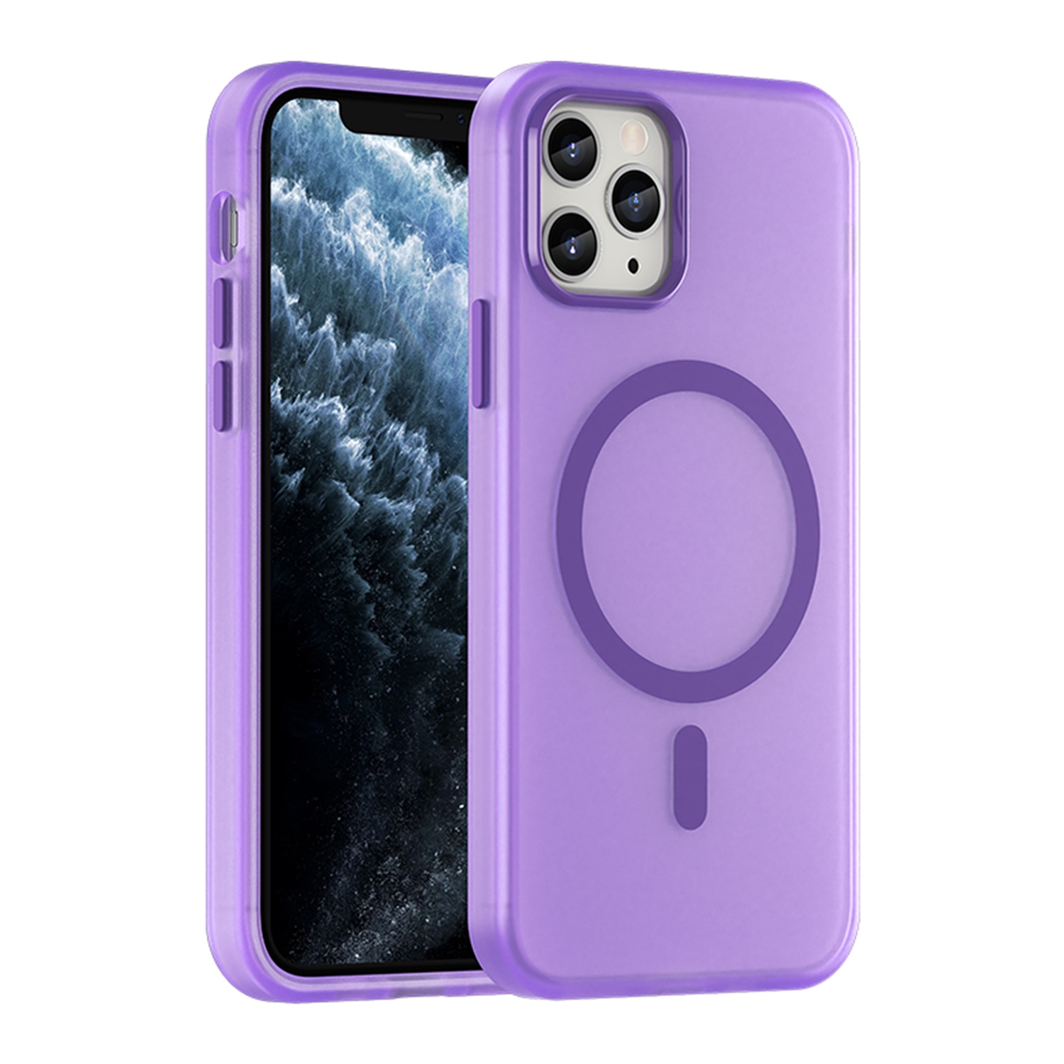 For iPhone 11 Pro MagSafe Frosted Translucent TPU + PC Full Coverage Phone Case(Dark Purple) - Shopkiz.com