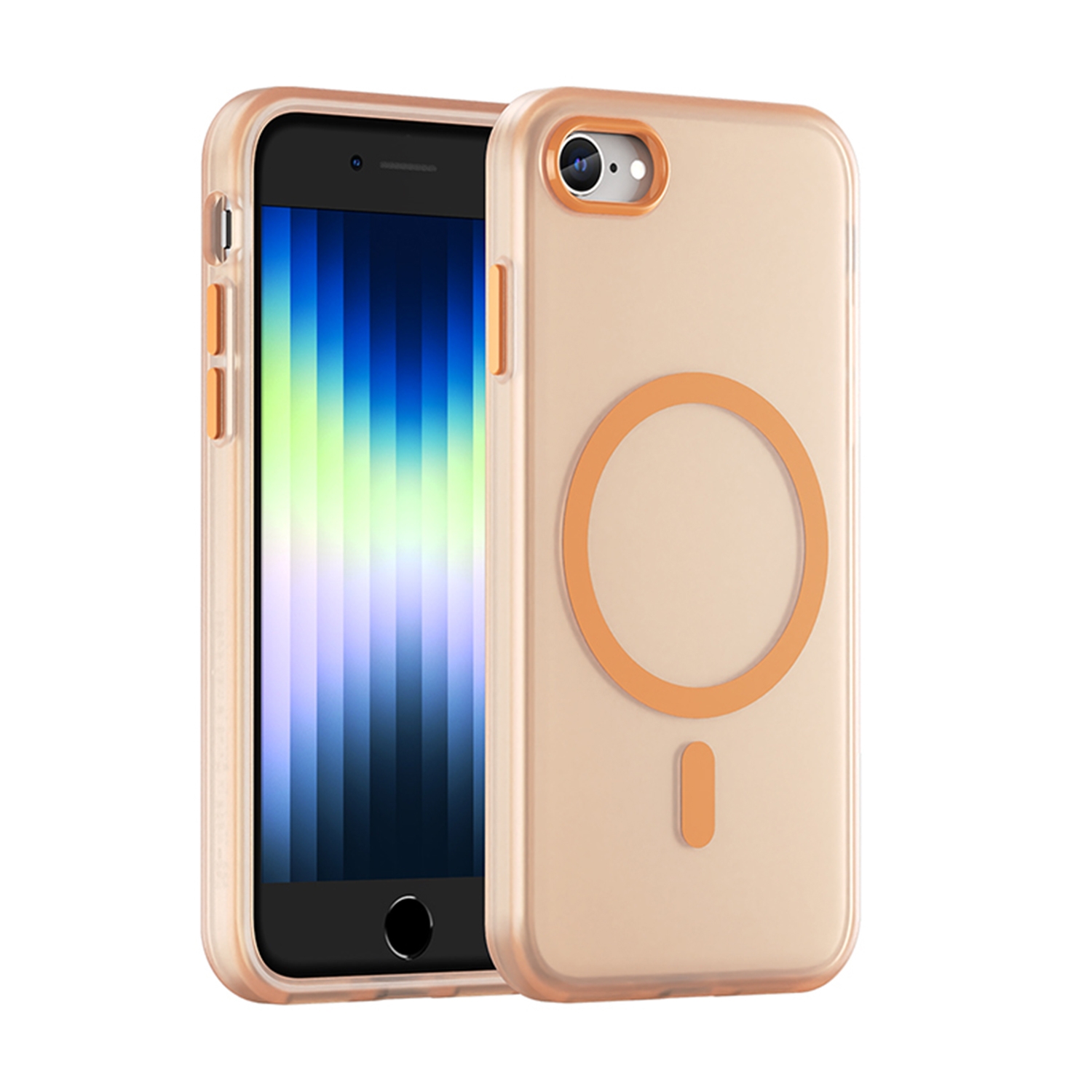 For iPhone SE 2022 / 2020 / 8 MagSafe Frosted Translucent TPU + PC Full Coverage Phone Case(Orange) - Shopkiz.com