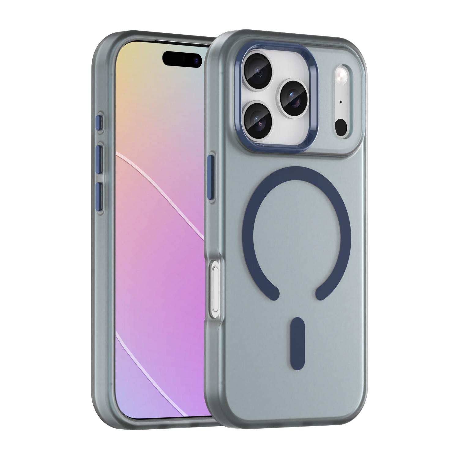 For iPhone 17 Pro MagSafe Frosted Translucent TPU + PC Full Coverage Phone Case(Dark Blue) - Shopkiz.com