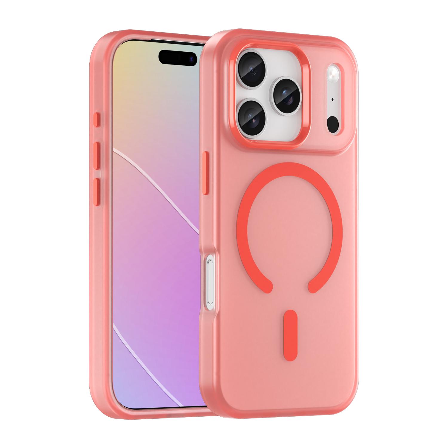 For iPhone 17 Pro MagSafe Frosted Translucent TPU + PC Full Coverage Phone Case(Red) - Shopkiz.com