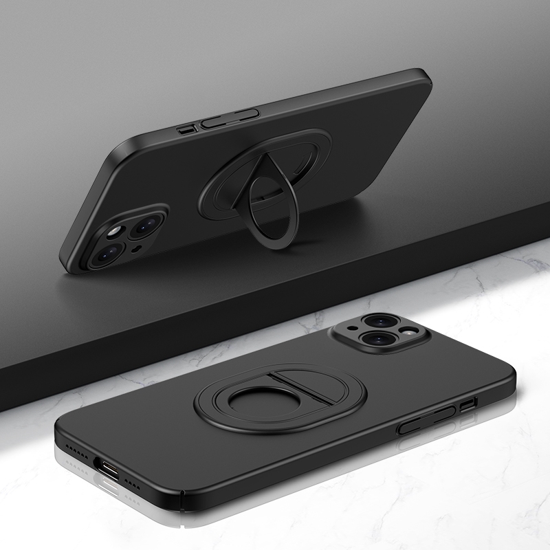 For iPhone 14 Magsafe Hidden Fold Holder Full Coverage Shockproof Phone Case(Black) - Shopkiz.com