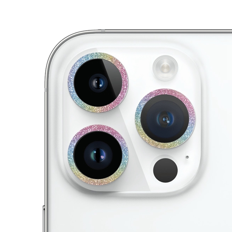 For iPhone 15 Pro / 15 Pro Max Glitter Ring Tempered Glass Camera Lens Film(Colorful) - Shopkiz.com