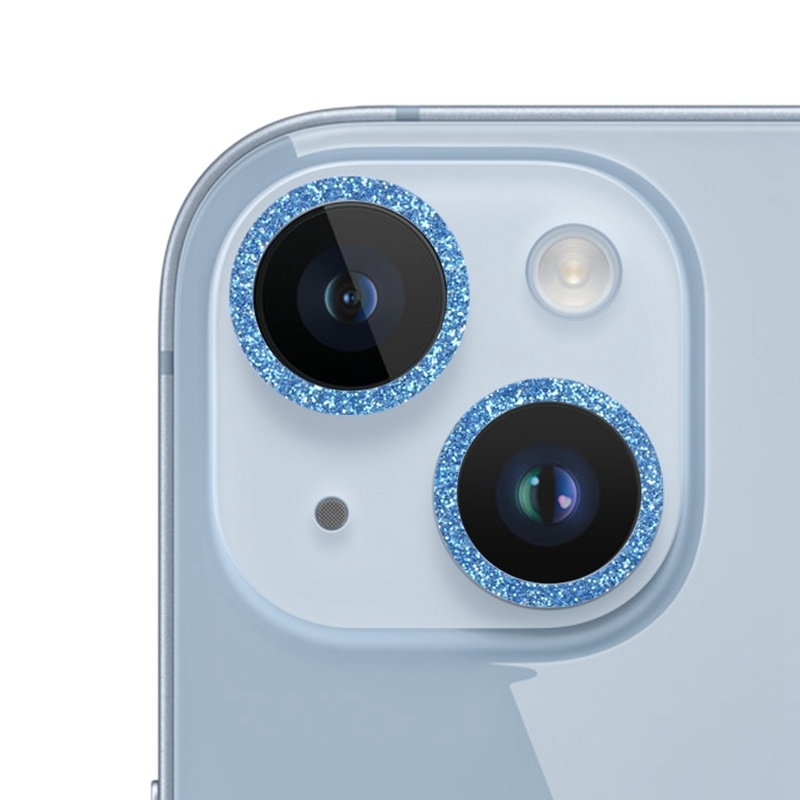 For iPhone 15 / 15 Plus Glitter Ring Tempered Glass Camera Lens Film(Blue) - Shopkiz.com