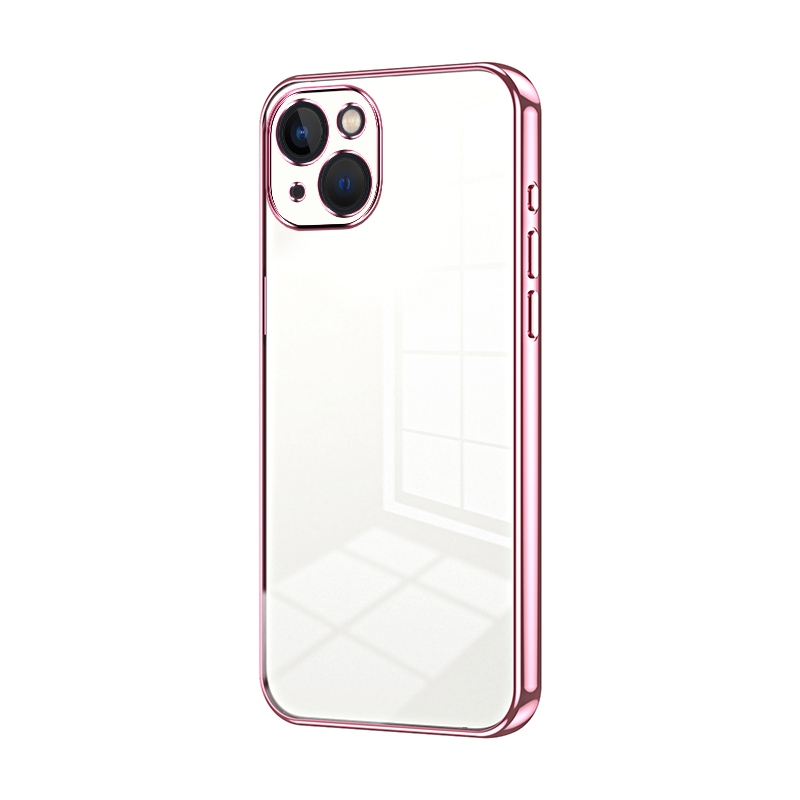 For iPhone 13 Transparent Plating Fine Hole Phone Case(Pink) - Shopkiz.com