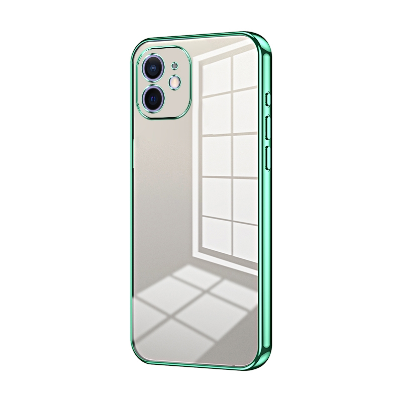 For iPhone 12 Transparent Plating Fine Hole Phone Case(Green) - Shopkiz.com