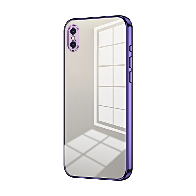 For iPhone XS Max Transparent Plating Fine Hole Phone Case(Purple) - Shopkiz.com