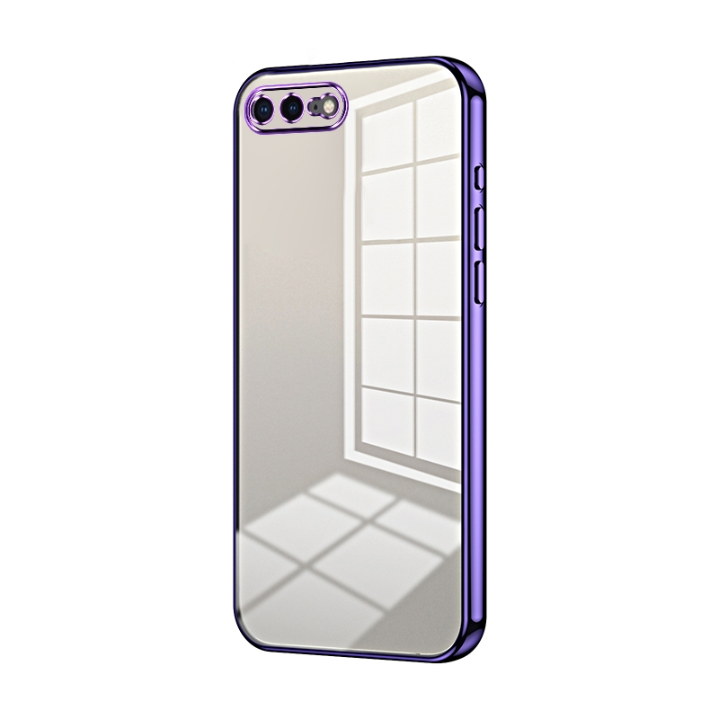 For iPhone 8 Plus / 7 Plus Transparent Plating Fine Hole Phone Case(Purple) - Shopkiz.com