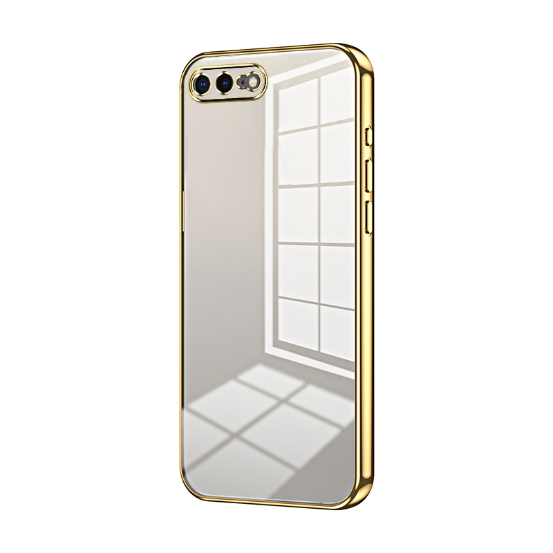 For iPhone 8 Plus / 7 Plus Transparent Plating Fine Hole Phone Case(Gold) - Shopkiz.com