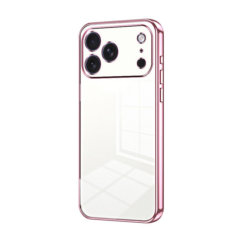 For iPhone 17 Pro Max Transparent Plating Fine Hole Phone Case(Pink) - Shopkiz.com