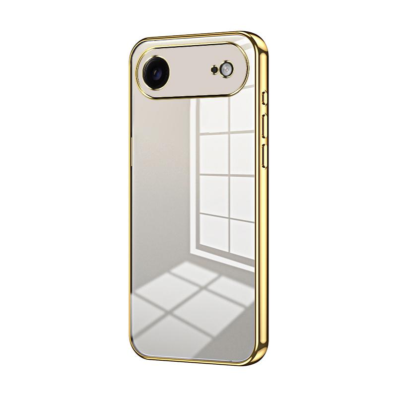 For iPhone Air Transparent Plating Fine Hole Phone Case(Gold) - Shopkiz.com