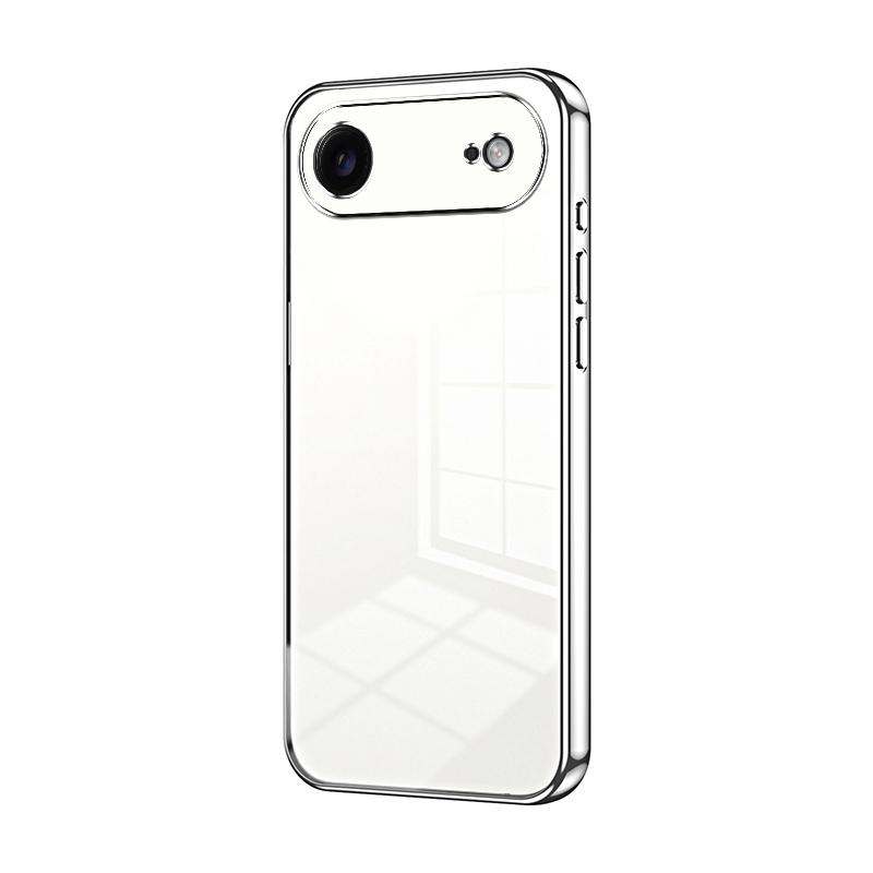 For iPhone Air Transparent Plating Fine Hole Phone Case(Silver) - Shopkiz.com