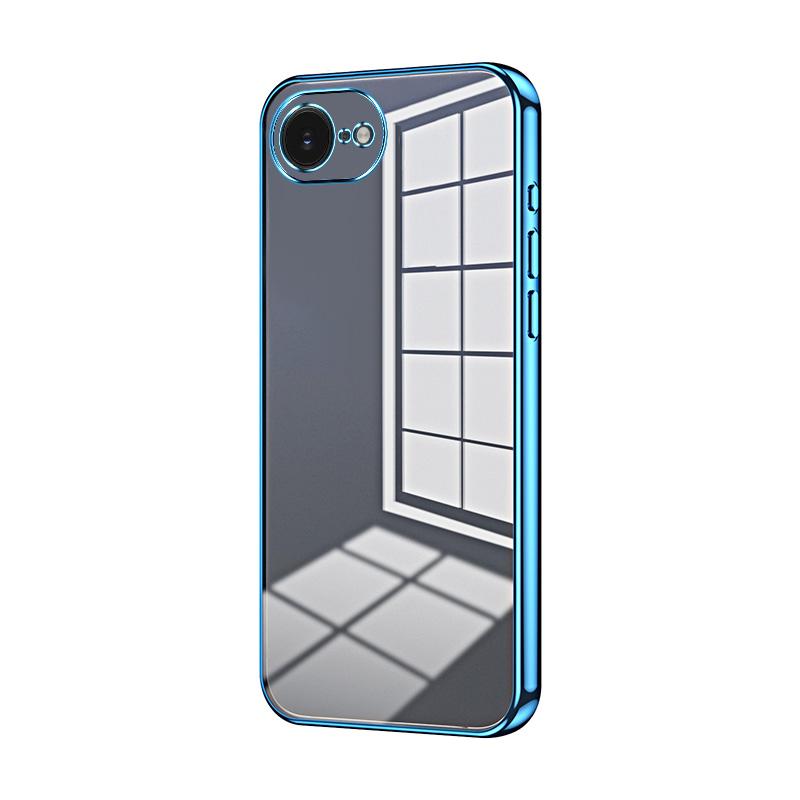 For iPhone 17e / 16e Transparent Plating Fine Hole Phone Case(Blue) - Shopkiz.com