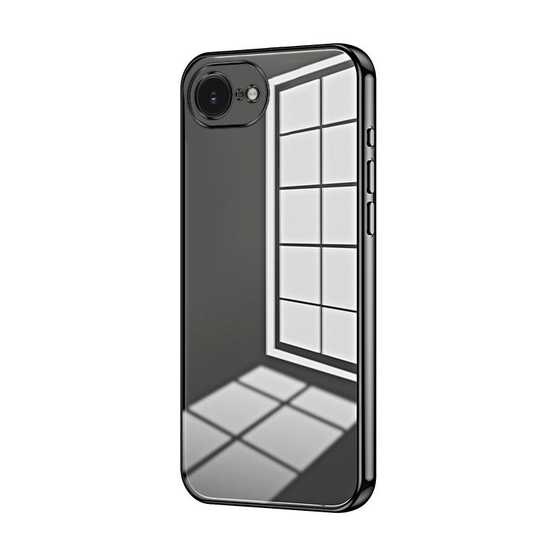 For iPhone 17e / 16e Transparent Plating Fine Hole Phone Case(Black) - Shopkiz.com