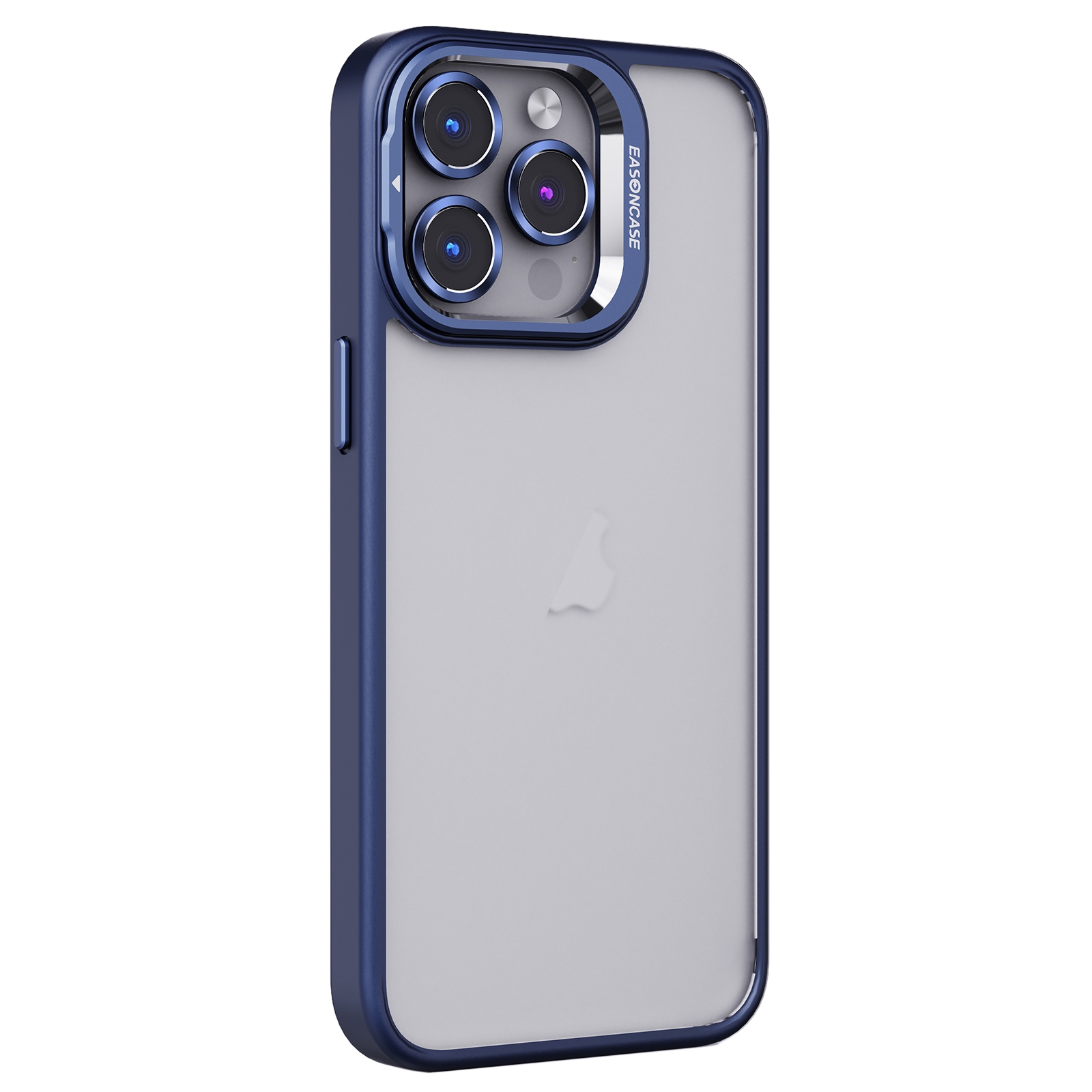 For iPhone 15 Pro Invisible Lens Holder PC + TPU Frosted Phone Case(Dark Blue) - Shopkiz.com