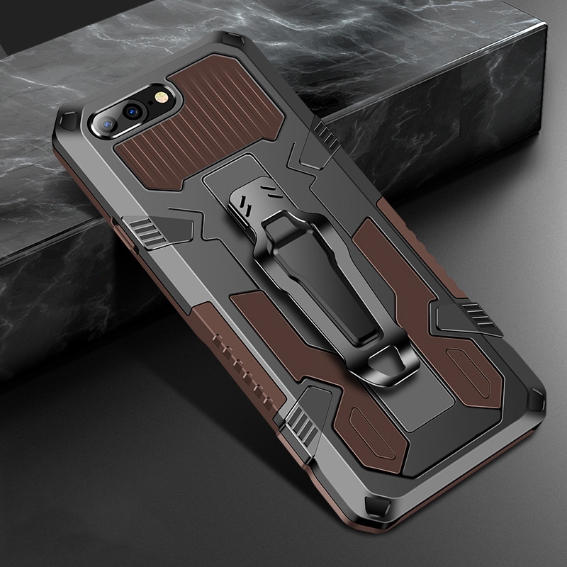 For iPhone 8 Plus & 7 Plus Machine Armor Warrior Shockproof PC + TPU Protective Case(Coffee) - Shopkiz.com