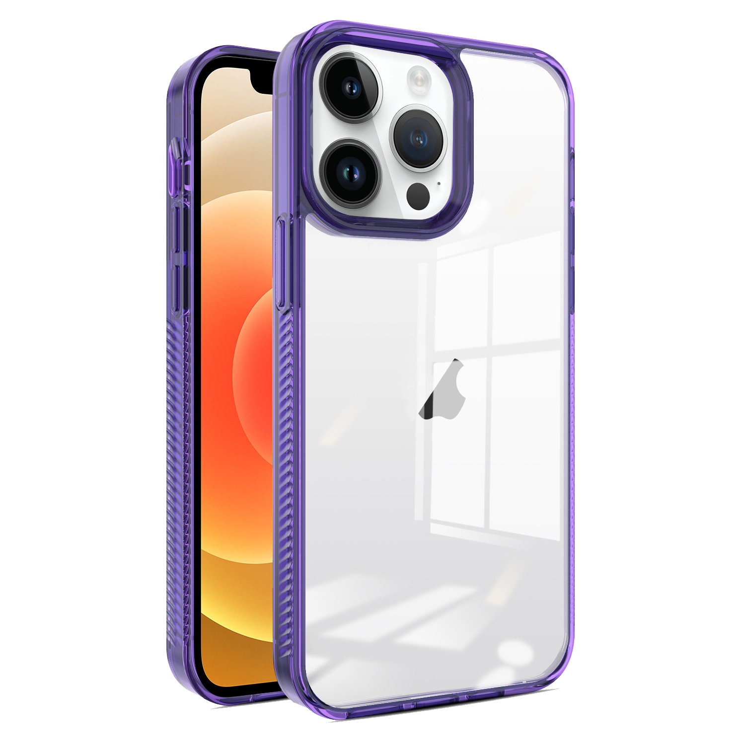 For iPhone 12 / 12 Pro 2.5mm Anti-slip Clear Acrylic Hybrid TPU Phone Case(Deep Purple) - Shopkiz.com