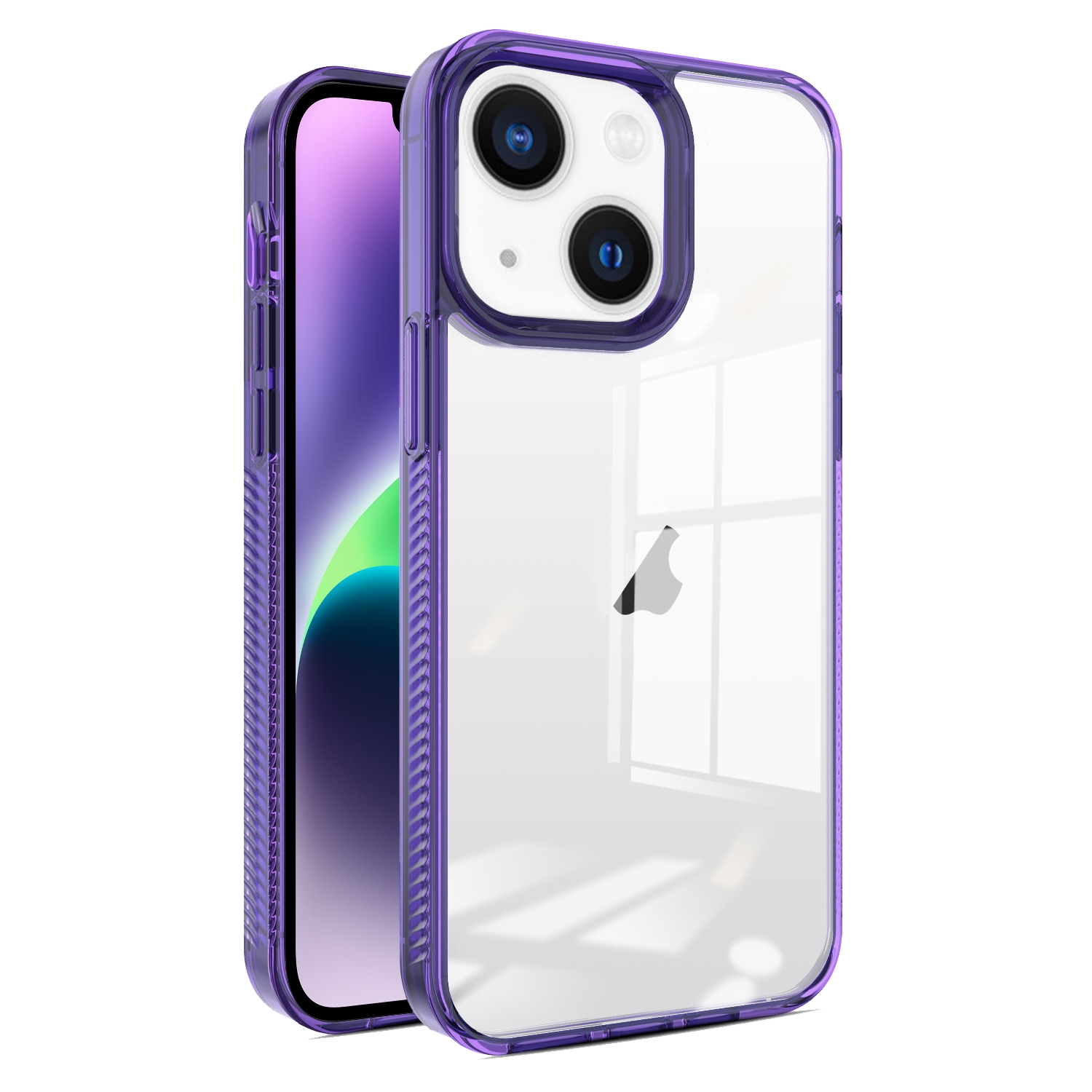 For iPhone 14 Plus 2.5mm Anti-slip Clear Acrylic Hybrid TPU Phone Case(Deep Purple) - Shopkiz.com