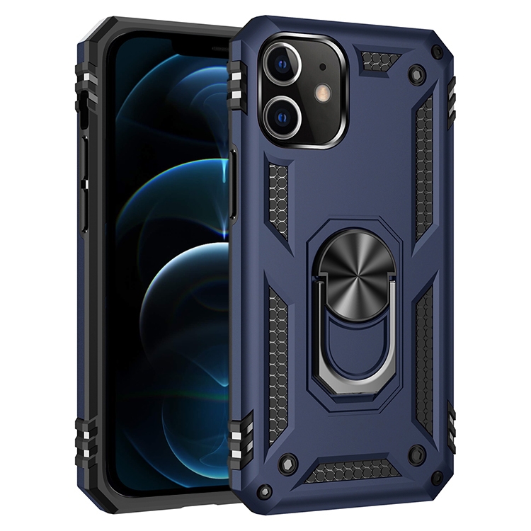 For iPhone 12 Pro Max Shockproof TPU + PC Protective Case with 360 Degree Rotating Holder(Blue) - Shopkiz.com