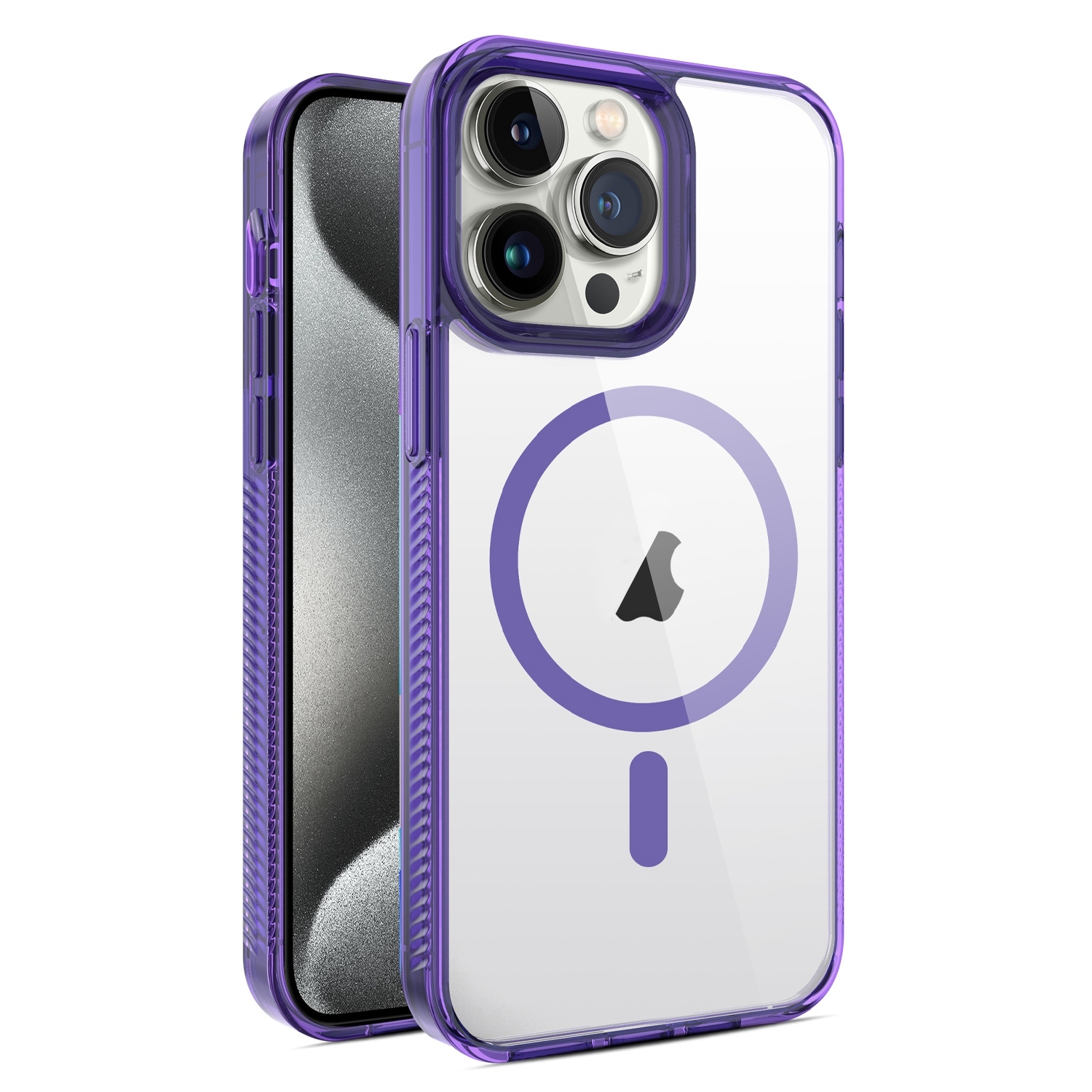 For iPhone 15 Pro Max 2.5mm MagSafe Acrylic Hybrid TPU Phone Case(Deep Purple) - Shopkiz.com
