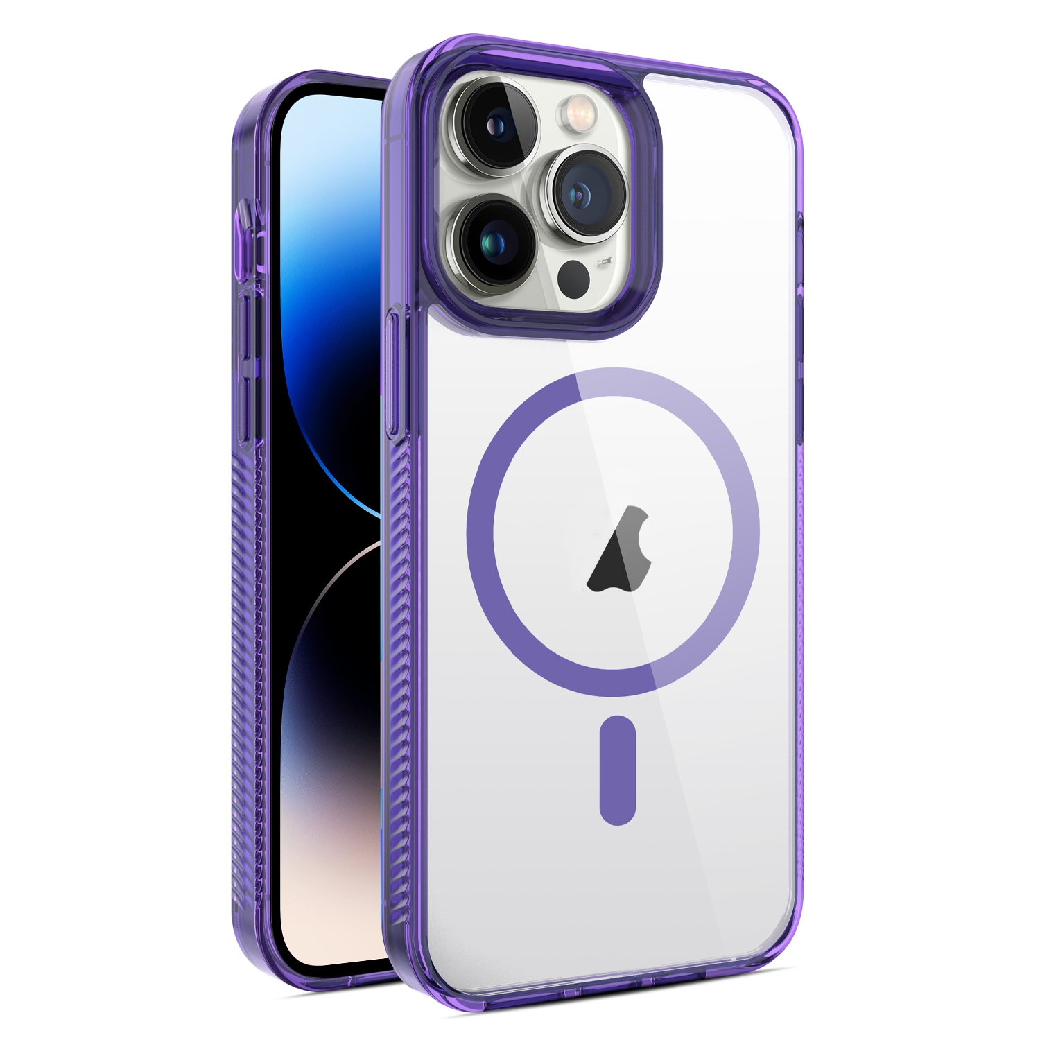 For iPhone 14 Pro Max 2.5mm MagSafe Acrylic Hybrid TPU Phone Case(Deep Purple) - Shopkiz.com
