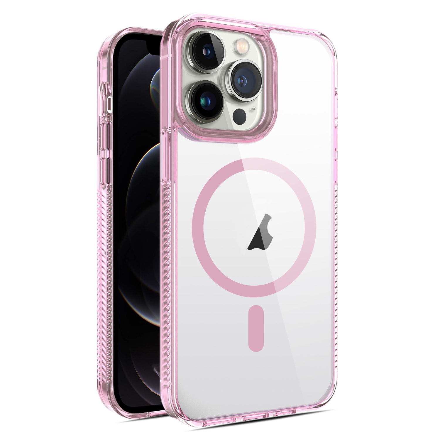 For iPhone 12 Pro Max 2.5mm MagSafe Acrylic Hybrid TPU Phone Case(Pink) - Shopkiz.com