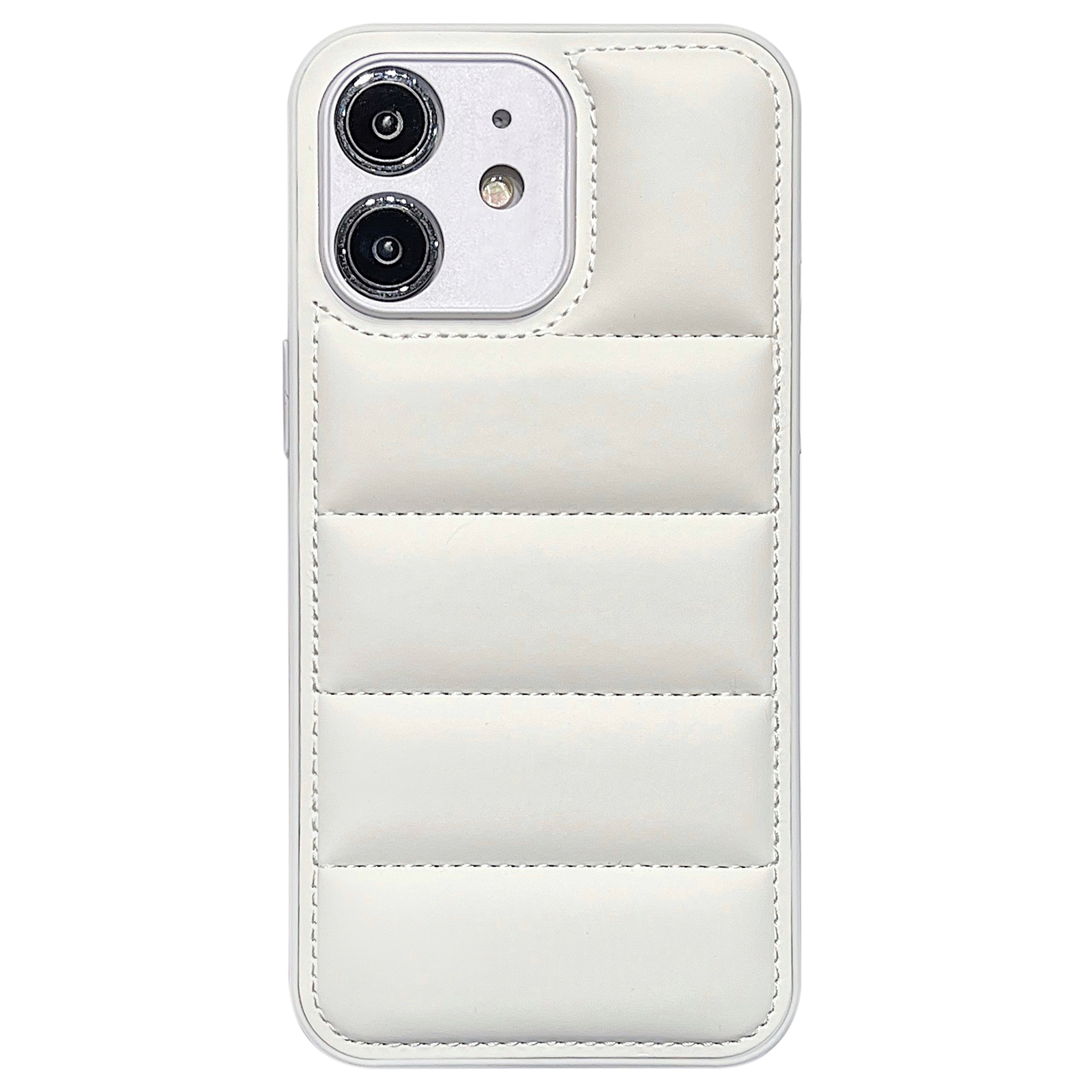 For iPhone 12 Fine Hole Eiderdown Airbag Phone Case(White) - Shopkiz.com