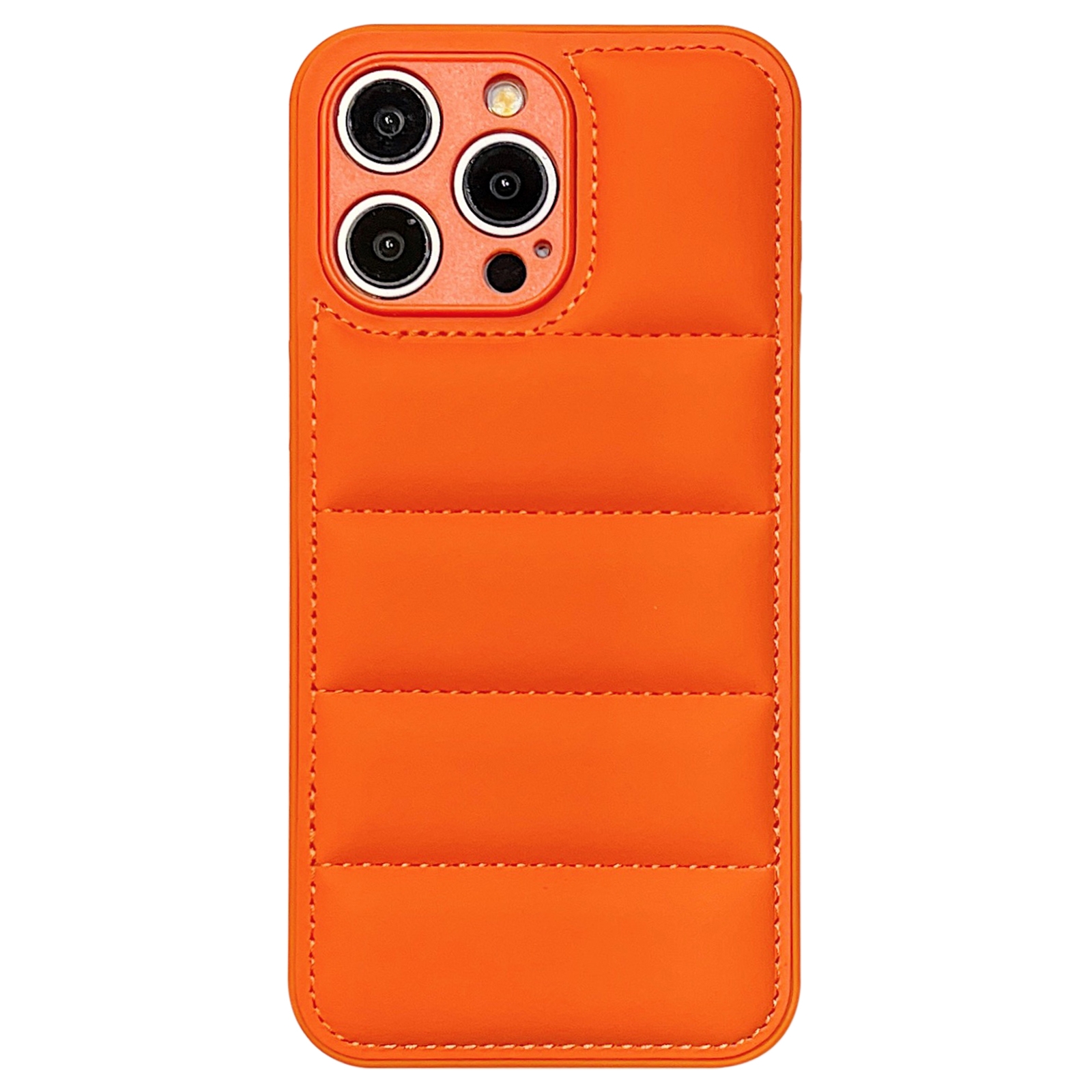 For iPhone 14 Pro Max Fine Hole Eiderdown Airbag Phone Case(Orange) - Shopkiz.com