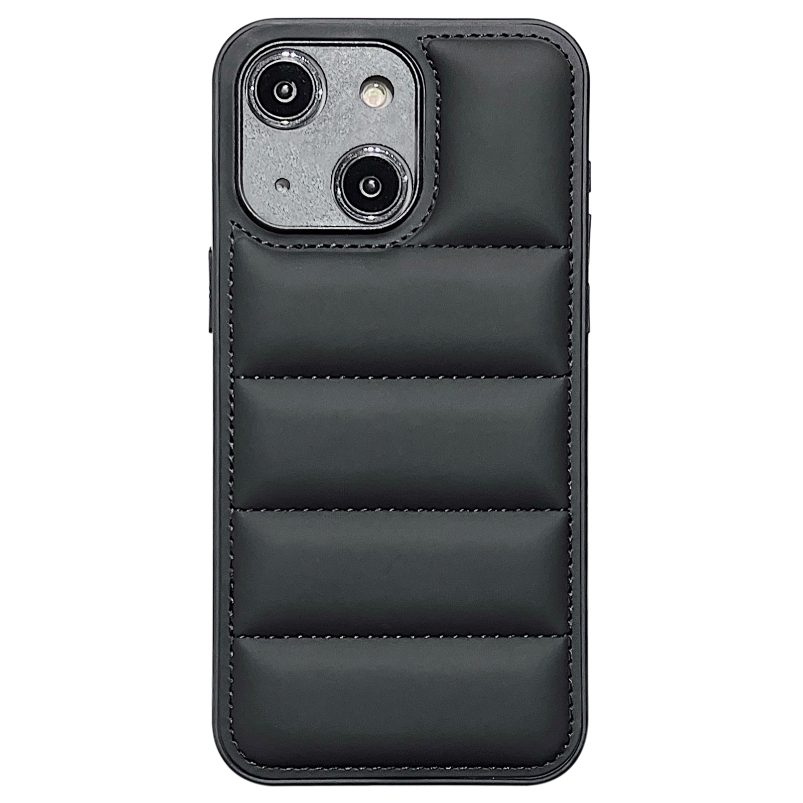 For iPhone 15 Fine Hole Eiderdown Airbag Phone Case(Black) - Shopkiz.com