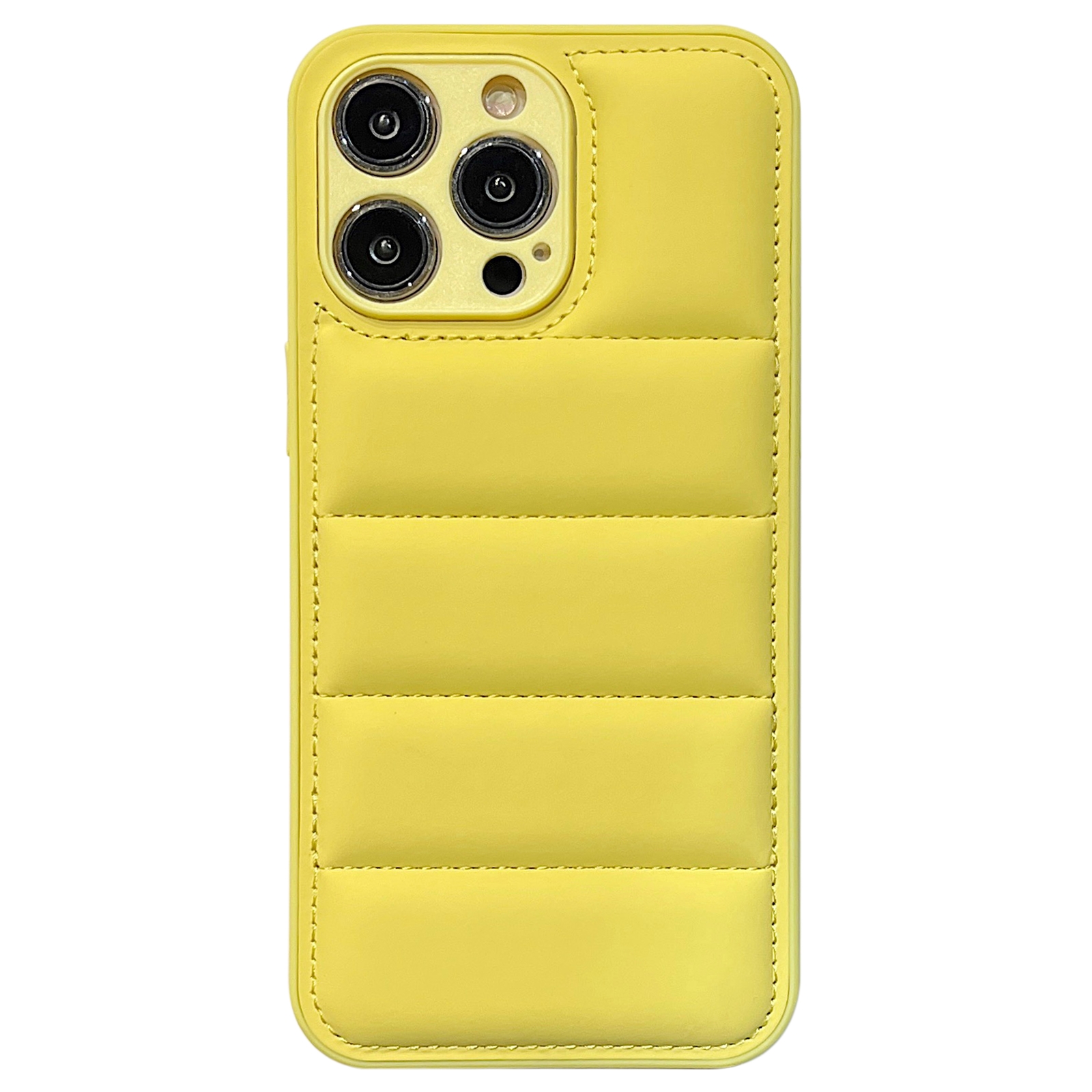 For iPhone 15 Pro Max Fine Hole Eiderdown Airbag Phone Case(Yellow) - Shopkiz.com
