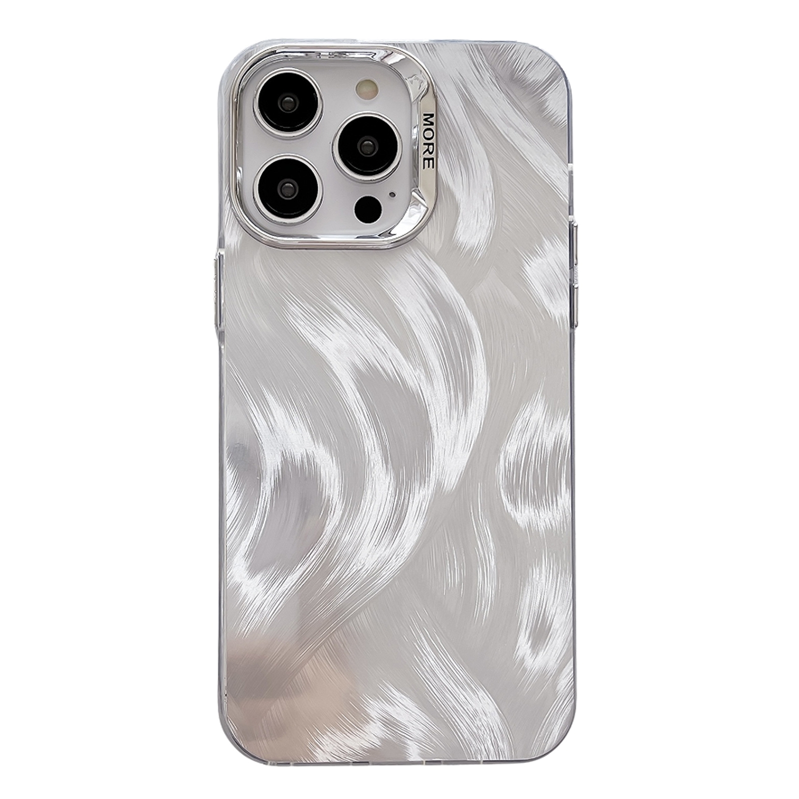 For iPhone 15 Pro Color Silver IMD Feather Pattern Shockproof Phone Case - Shopkiz.com