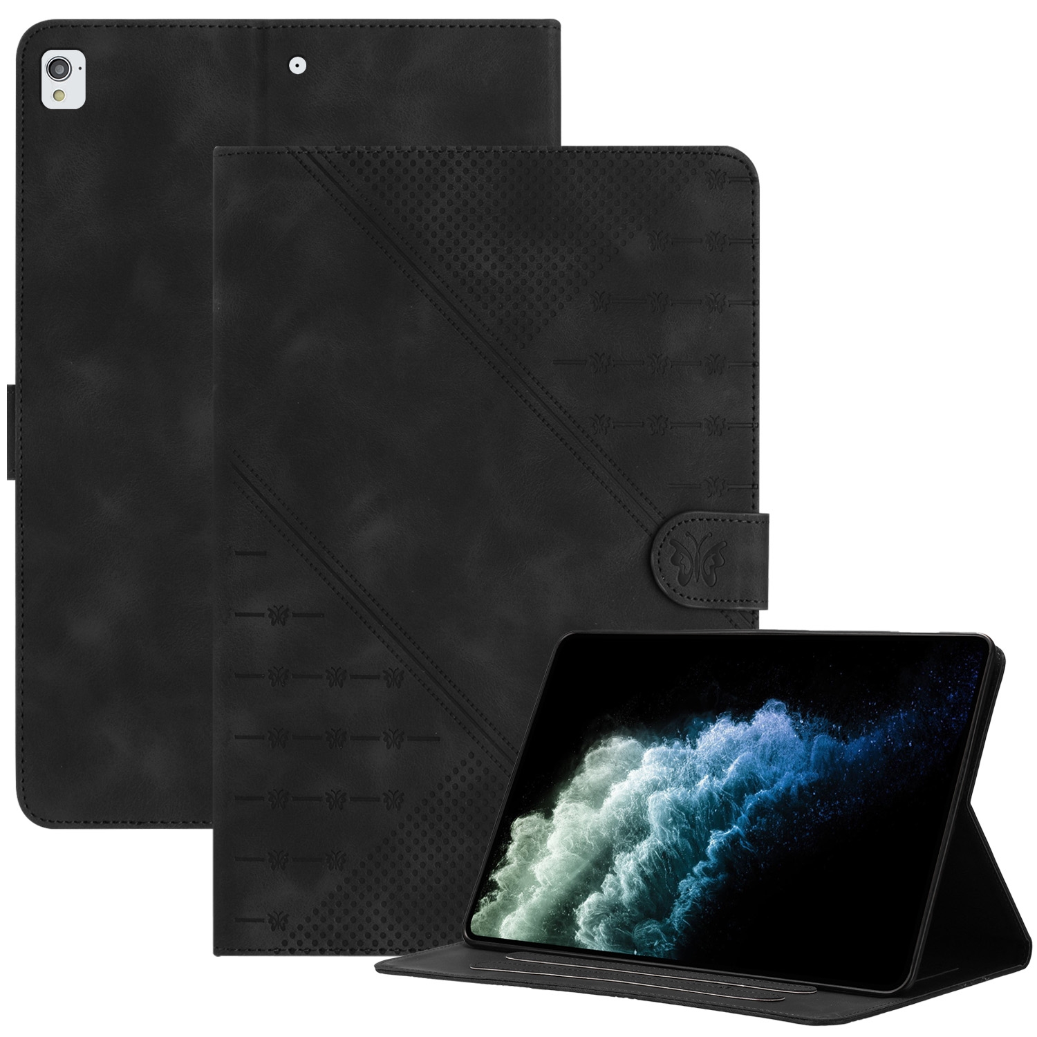 For iPad 10.2 2021 / 2020 / 2019 / 10.5 YX Small Butterfly Embossed Smart Leather Tablet Case(Black) - Shopkiz.com