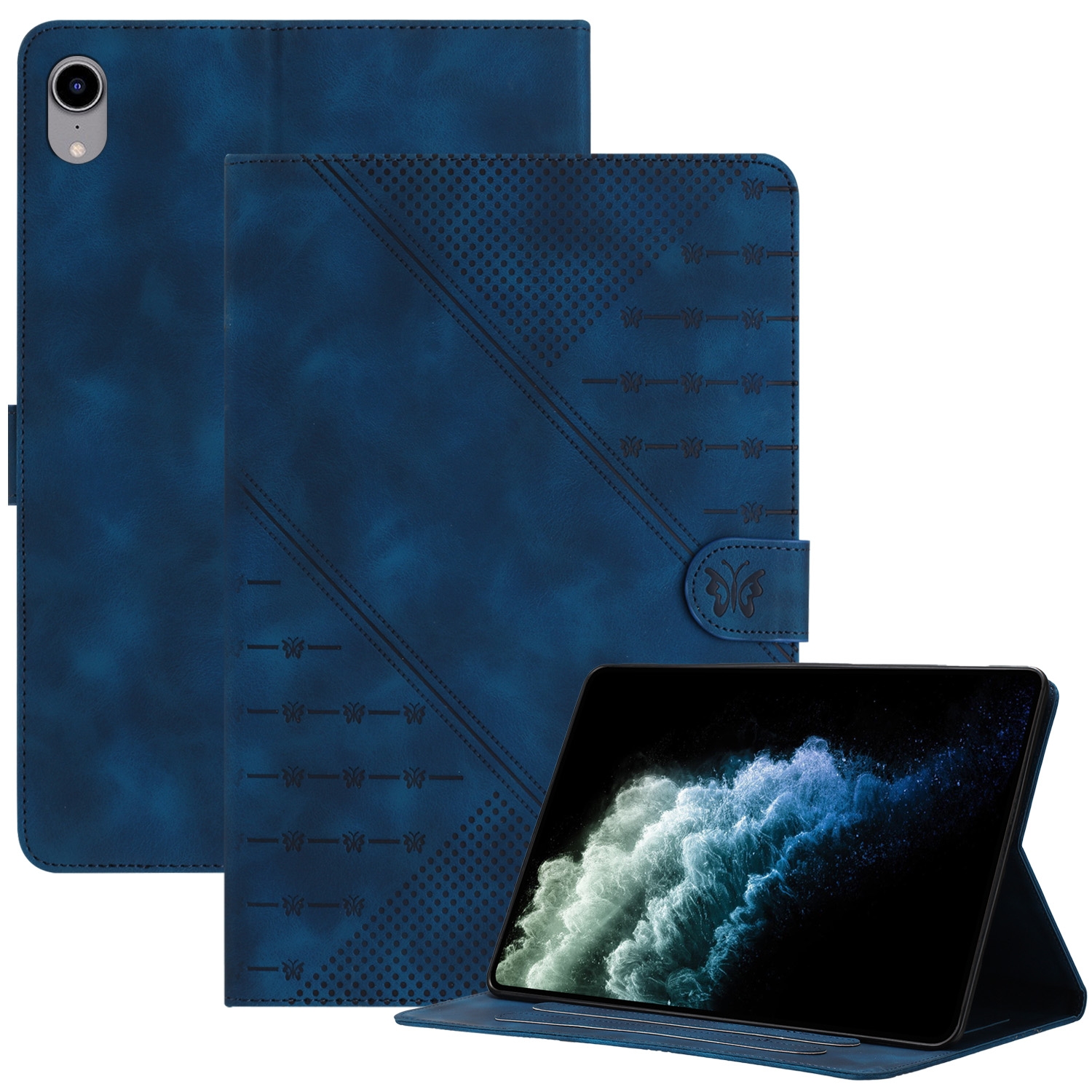 For iPad mini 6 / mini 2024 YX Small Butterfly Embossed Smart Leather Tablet Case(Royal Blue) - Shopkiz.com