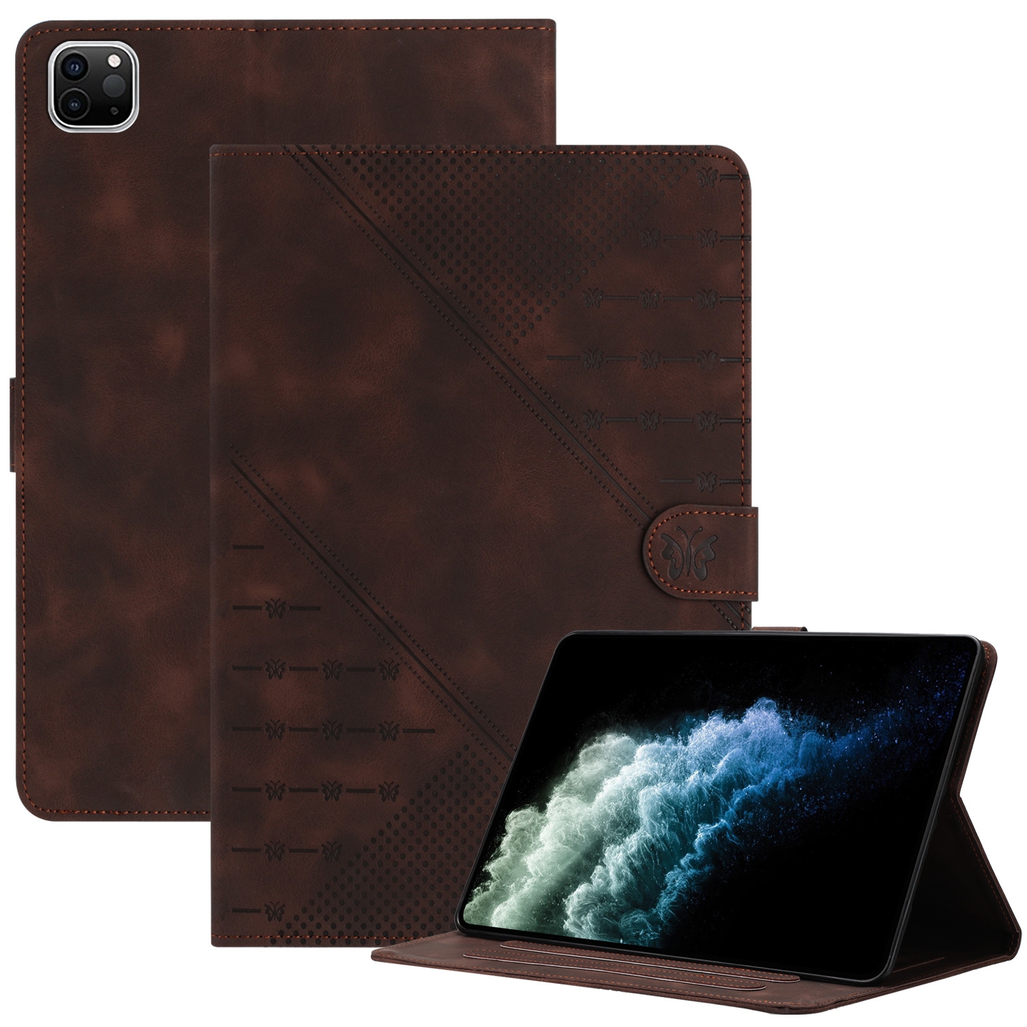 For iPad Pro 11 2022 / 2021 / 2020 / 2018 YX Small Butterfly Embossed Smart Leather Tablet Case(Coffee) - Shopkiz.com