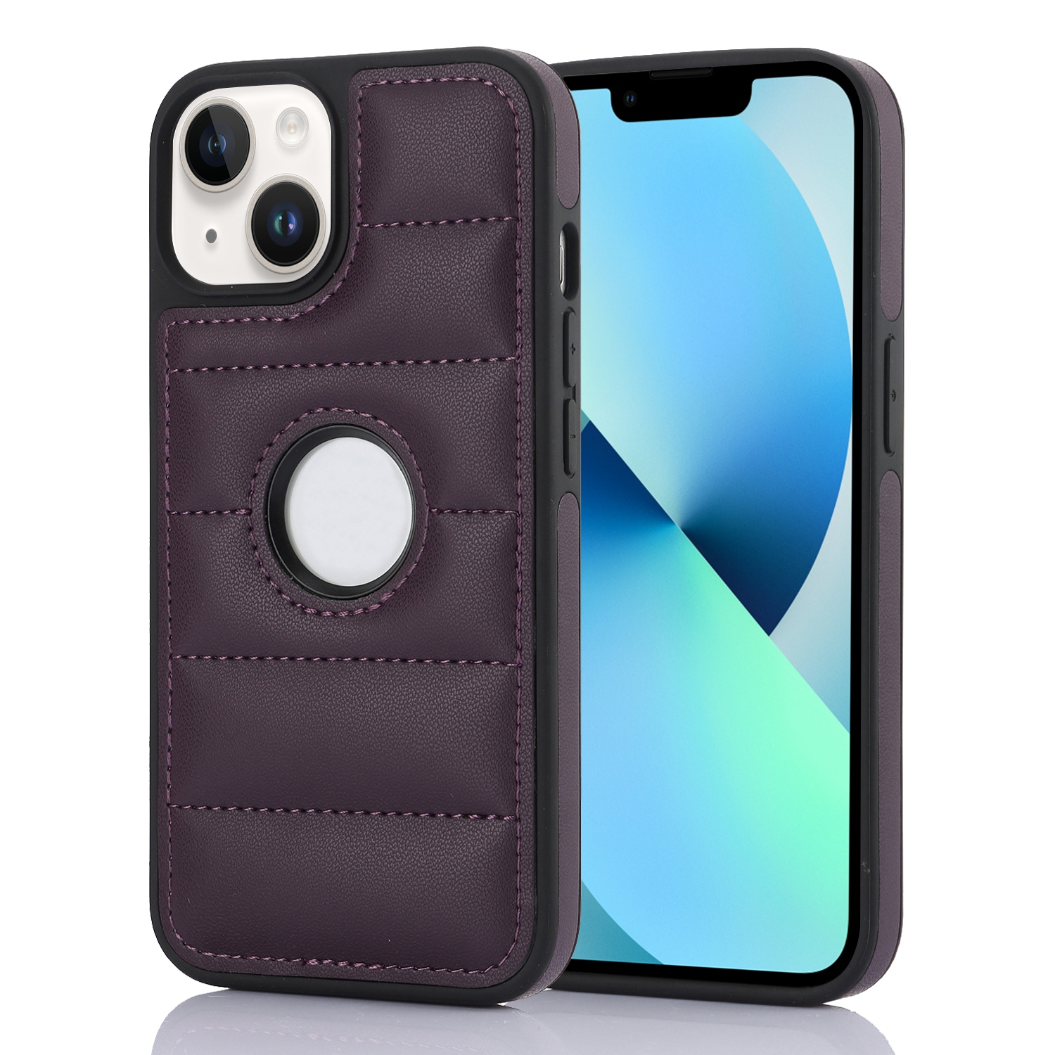 For iPhone 13 Piano Key Hollow Cutout PU Phone Case(Dark Purple) - Shopkiz.com