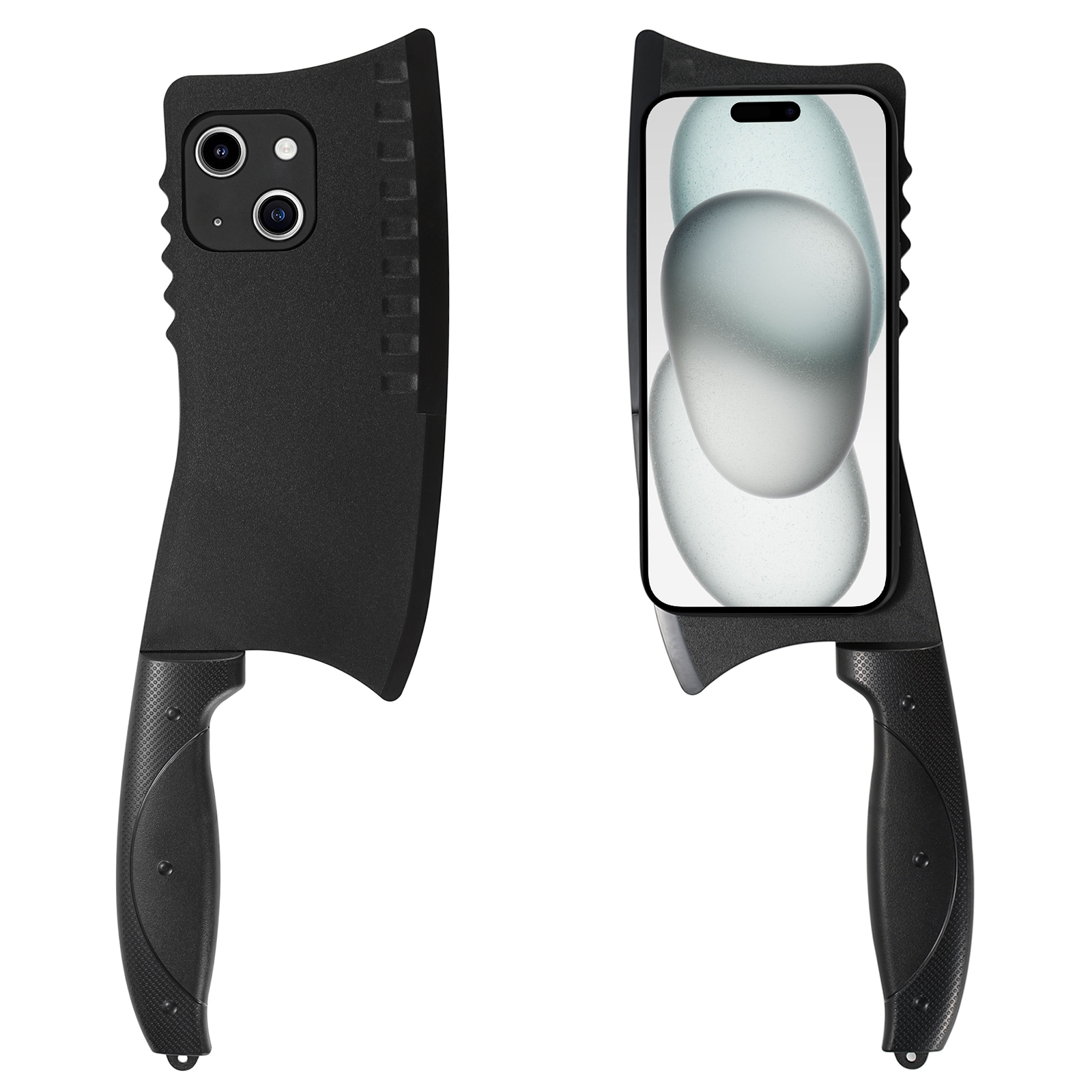 For iPhone 15 Plus Simulated Kitchen Knife TPU + PC Phone Case(Black) - Shopkiz.com