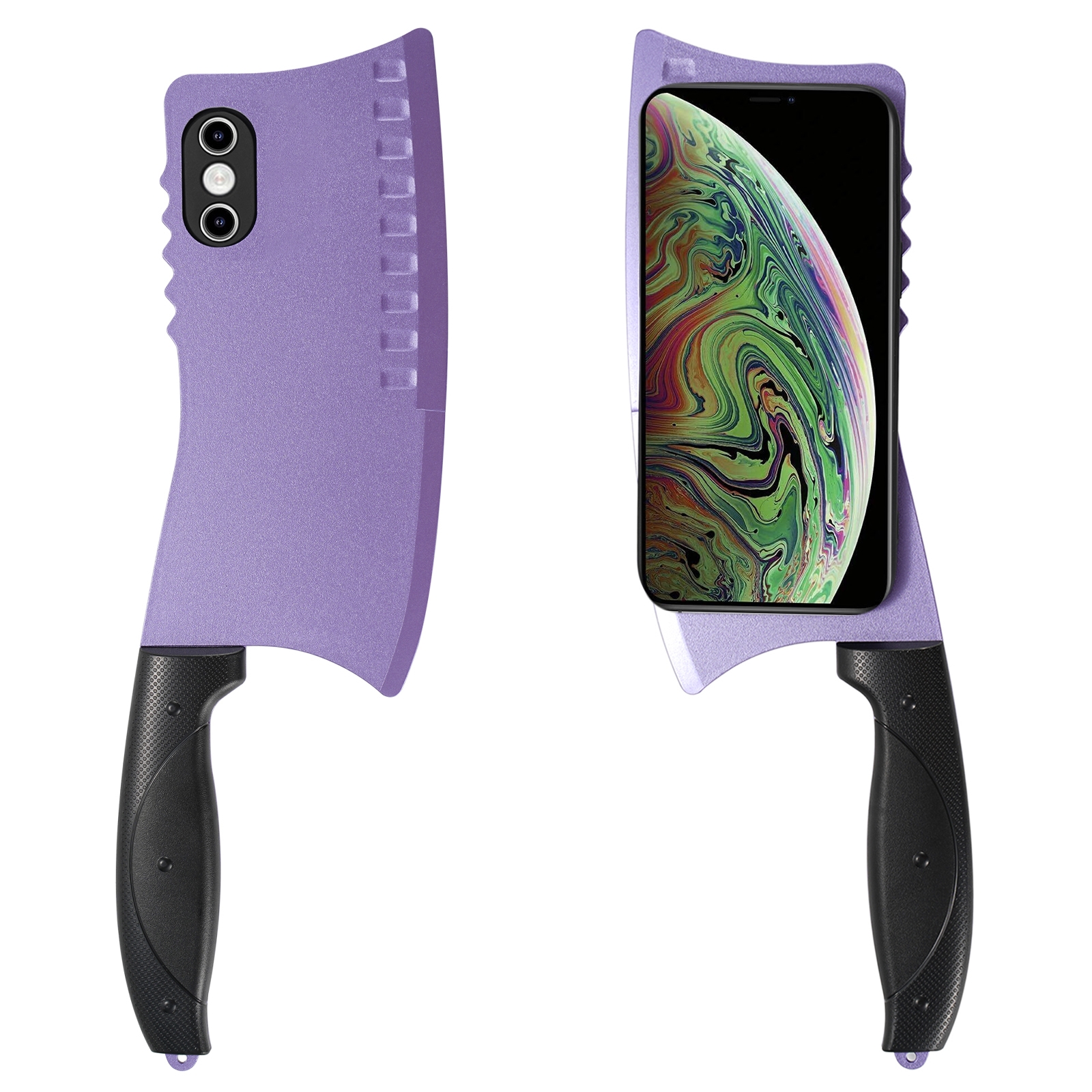 For iPhone X / XS Simulated Kitchen Knife TPU + PC Phone Case(Purple) - Shopkiz.com