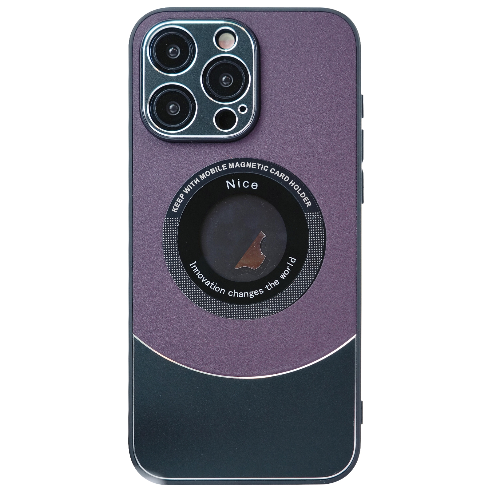 For iPhone 12 Pro Contrast Color Logo Display Magnetic Phone Case(Purple Black) - Shopkiz.com