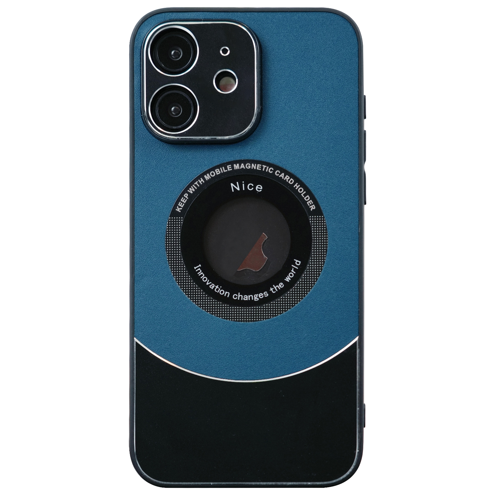 For iPhone 11 Contrast Color Logo Display Magnetic Phone Case(Blue Black) - Shopkiz.com