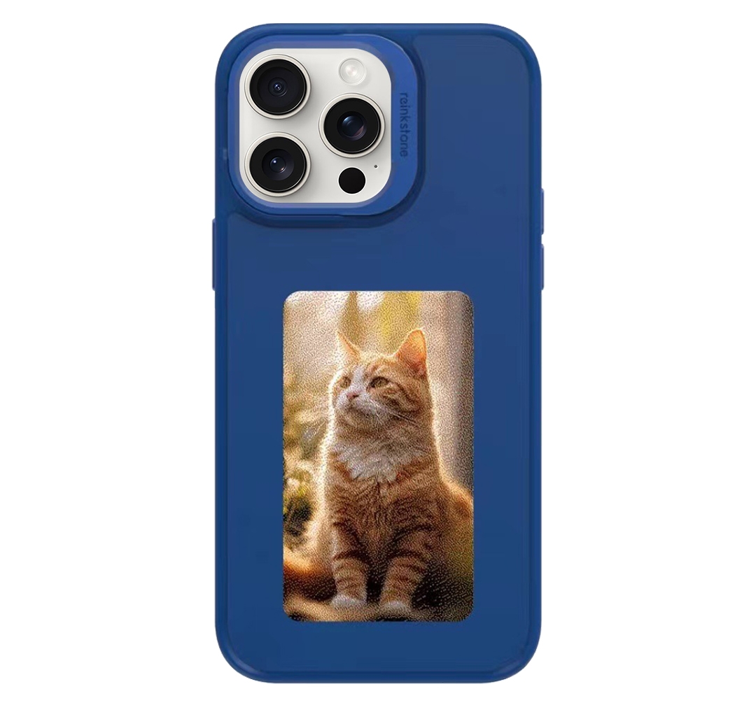 For iPhone 13 Pro Max NFC Four-Color E-ink Screen DIY Phone Case(Blue) - Shopkiz.com