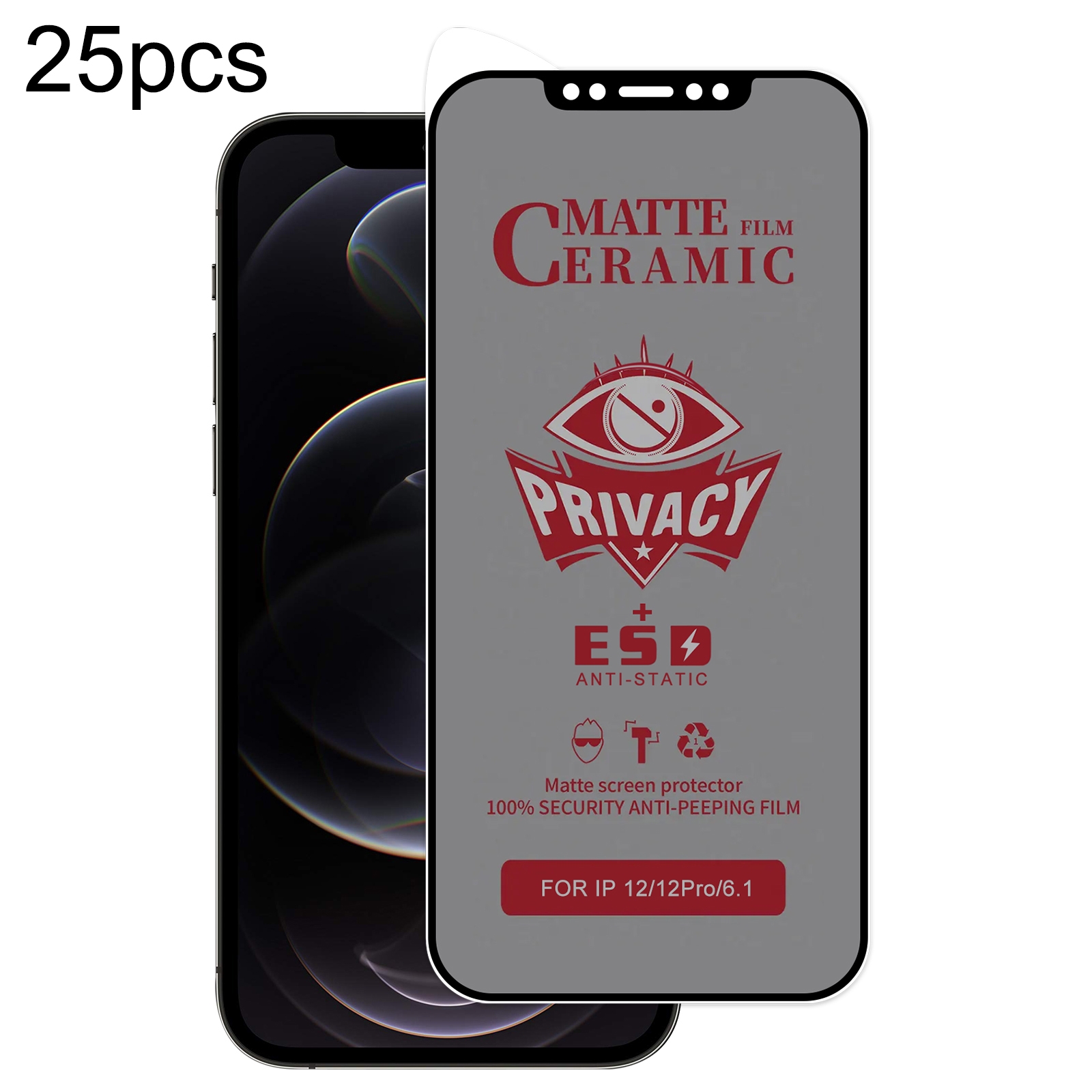 For iPhone 12 / 12 Pro 25pcs Full Coverage Frosted Privacy Ceramic Film - Shopkiz.com
