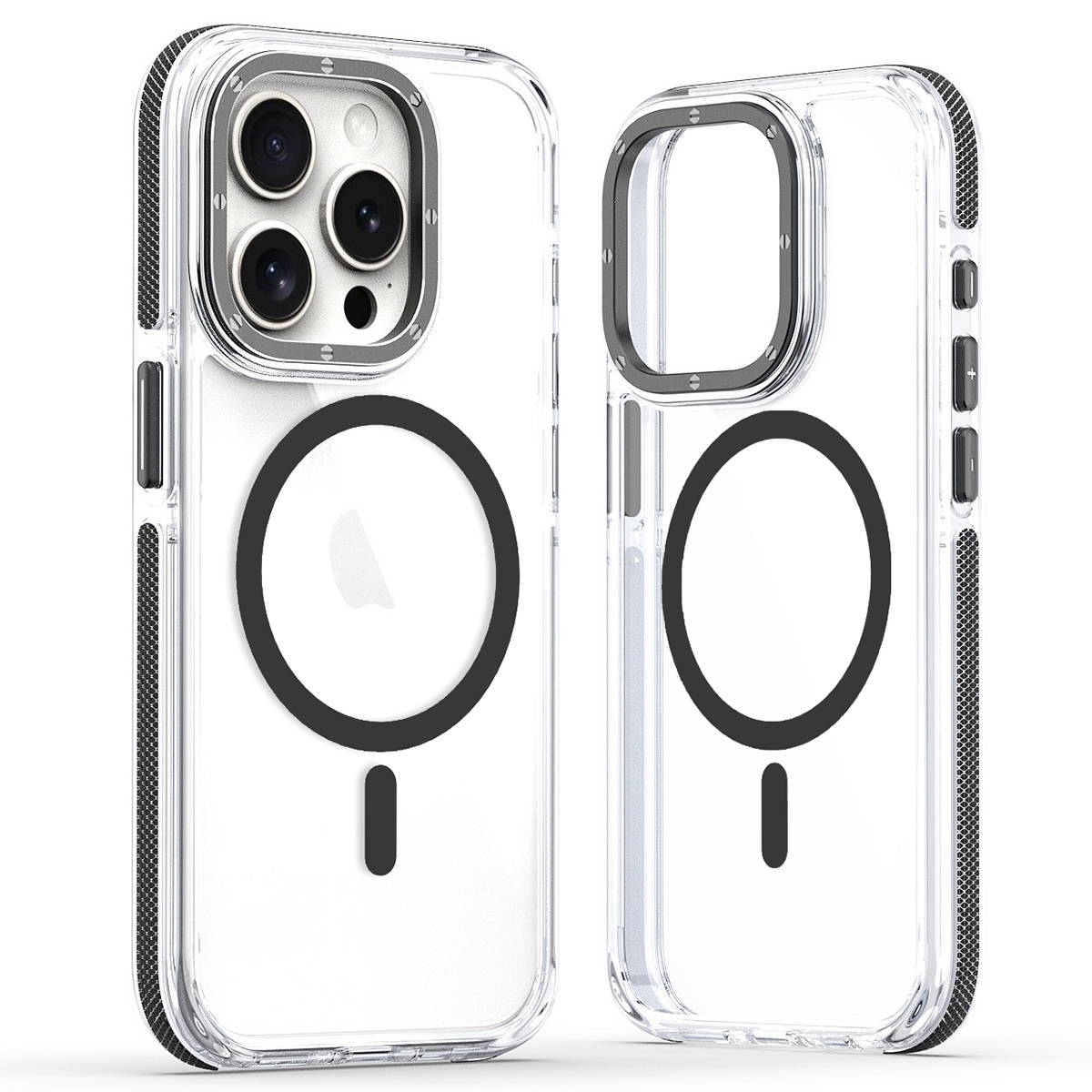 For iPhone 13 Pro Max Dual-Color Clear Acrylic Hybrid TPU MagSafe Phone Case(Black) - Shopkiz.com
