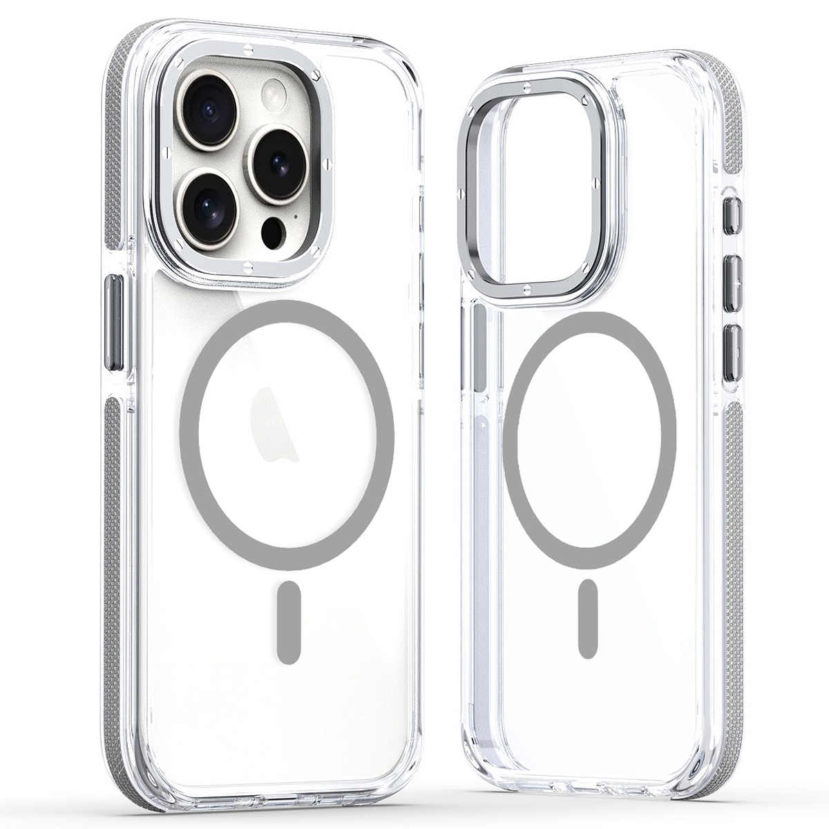 For iPhone 13 Pro Dual-Color Clear Acrylic Hybrid TPU MagSafe Phone Case(Grey) - Shopkiz.com