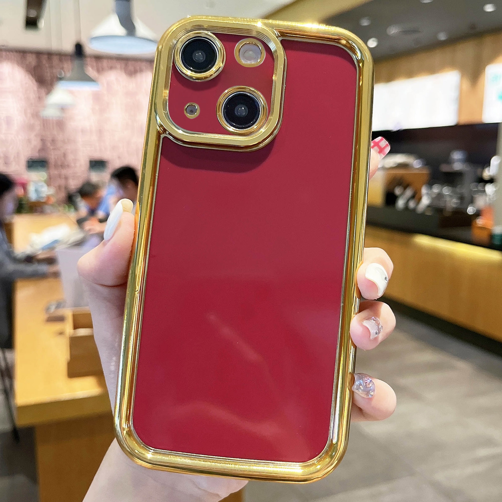 For iPhone 13 Plating Emery PC Hybrid Silicone Phone Case(Red) - Shopkiz.com